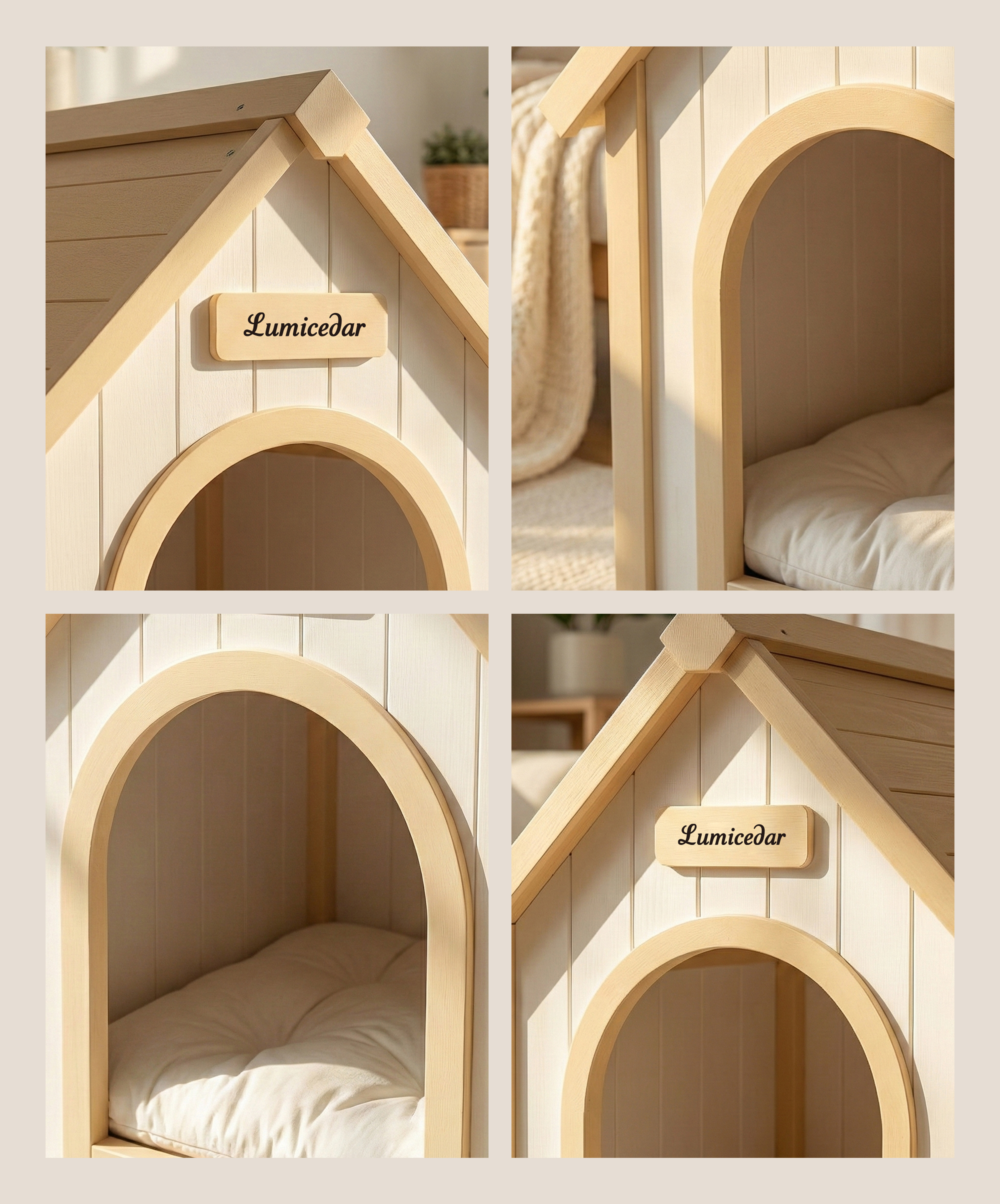 Modern Indoor Wooden Dog House with EVA Cushion – Solid Cedar Pet House for Small Dogs & Cats — foto 6