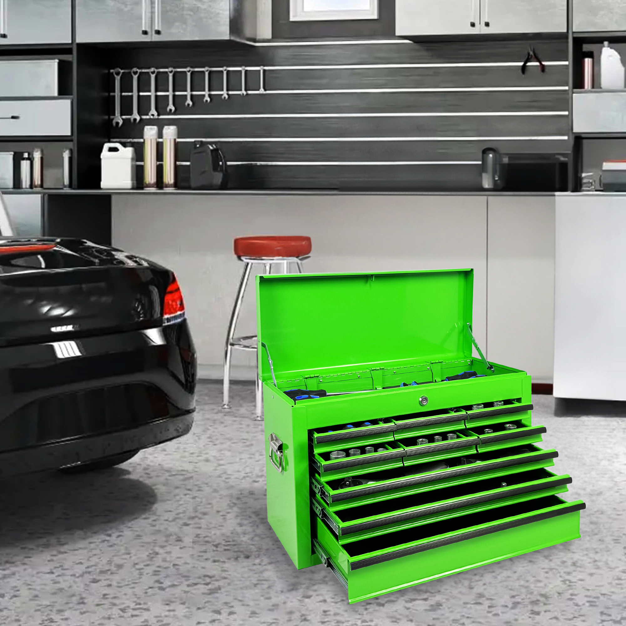 Heavy Duty Metal Tool Box, 24-inch, Portable Metal Tool Box with 9 Drawers, Small Tool Chest with EVA Liners, Ball Bearing Slide Drawers Locking & Powder Coated Finish, Multi-Function Tool Organizer — foto 11