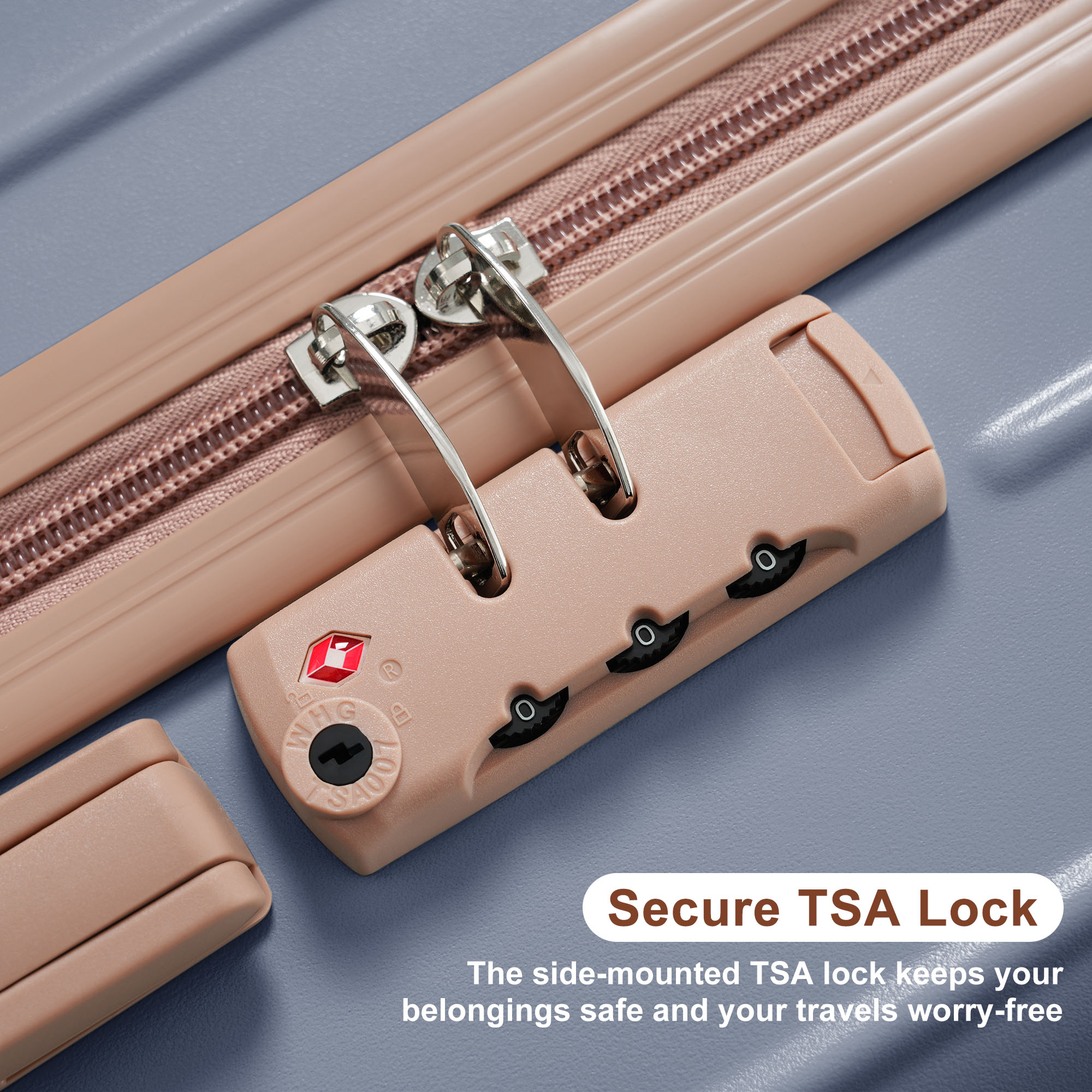 Premium ABS Travel Luggage Set , 3-Piece TSA Lock Suitcase Ensemble with 20, 24, and 28 Inch Sizes with 360° Spinner Wheels, light blue