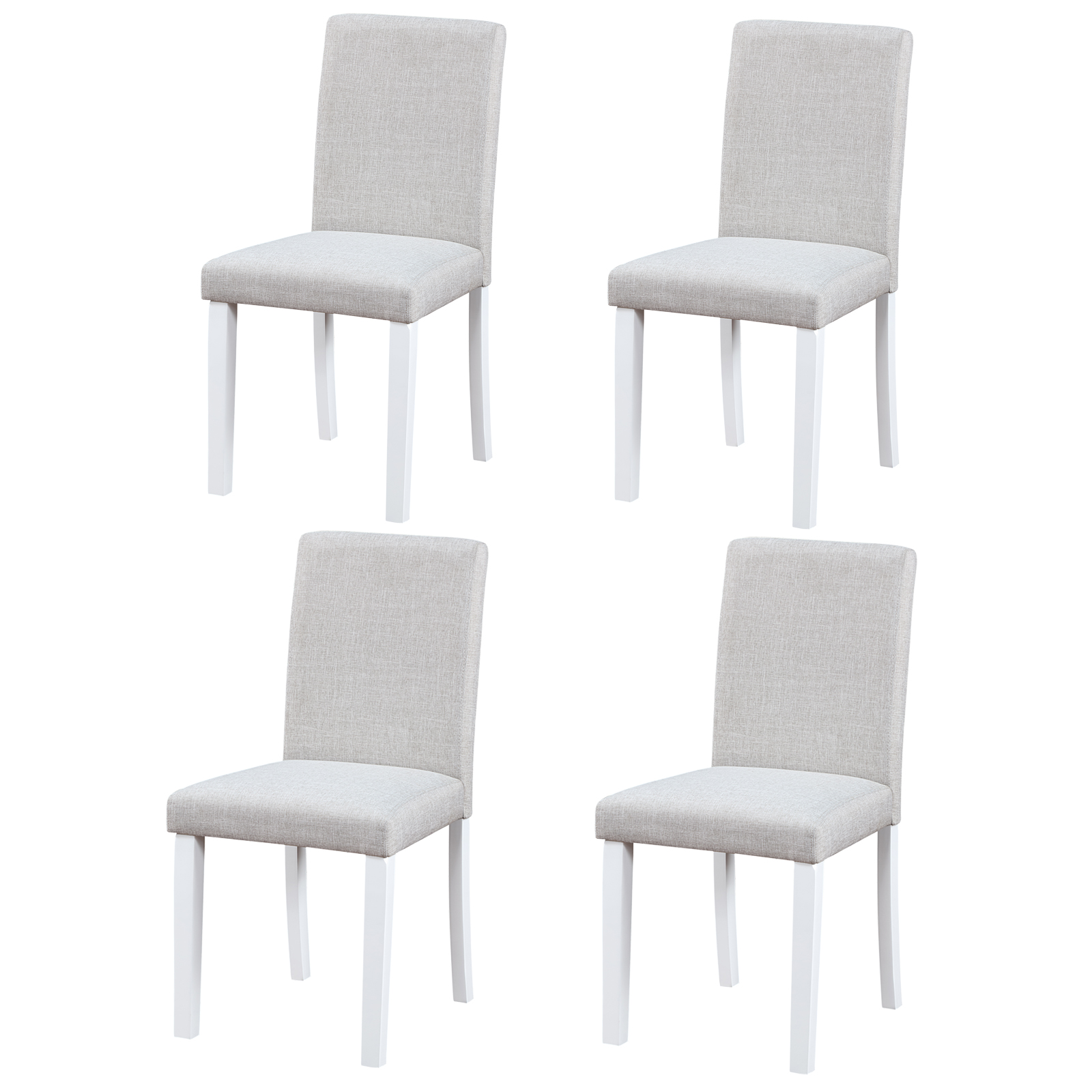 Dining Chairs Only, Dining Chairs set for 4, Kitchen Chair with Padded Seat, Side Chair for Dining Room, White & Gray 8