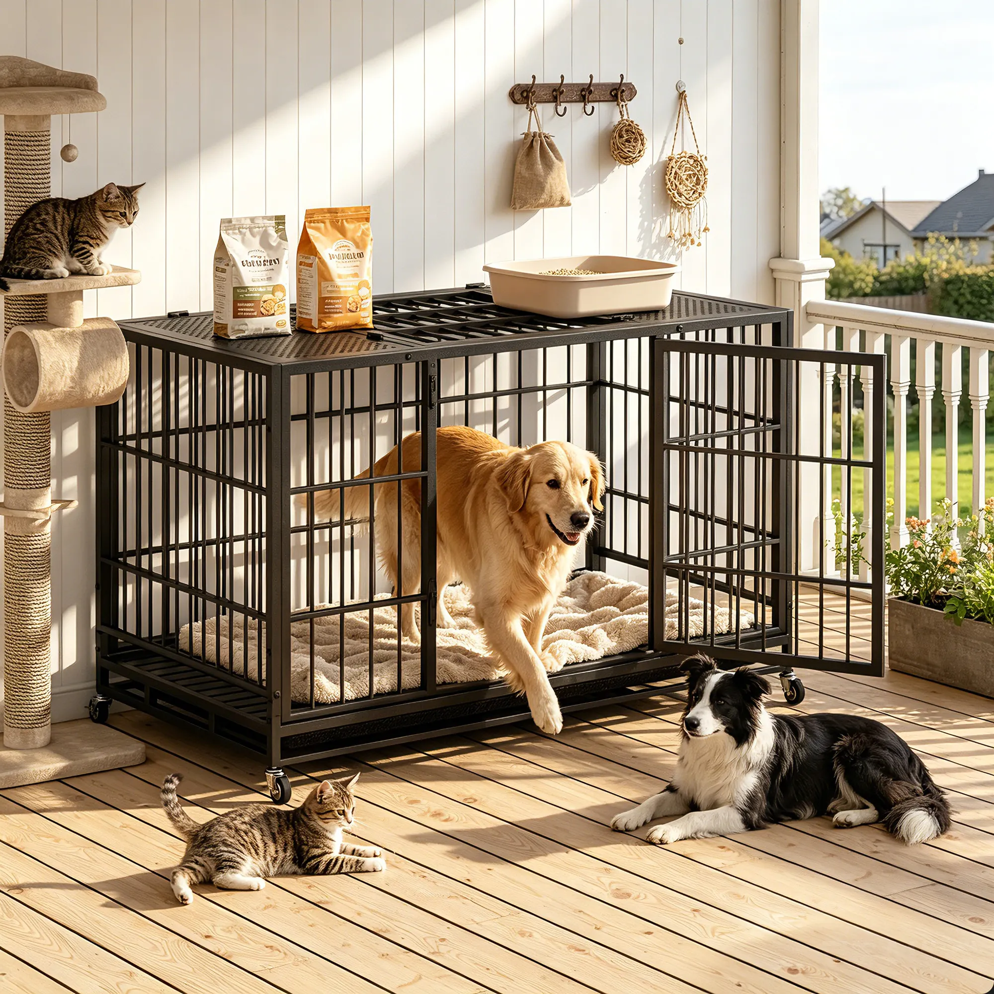 Heavy Duty Dog Crate, Mobile Pet Kennel