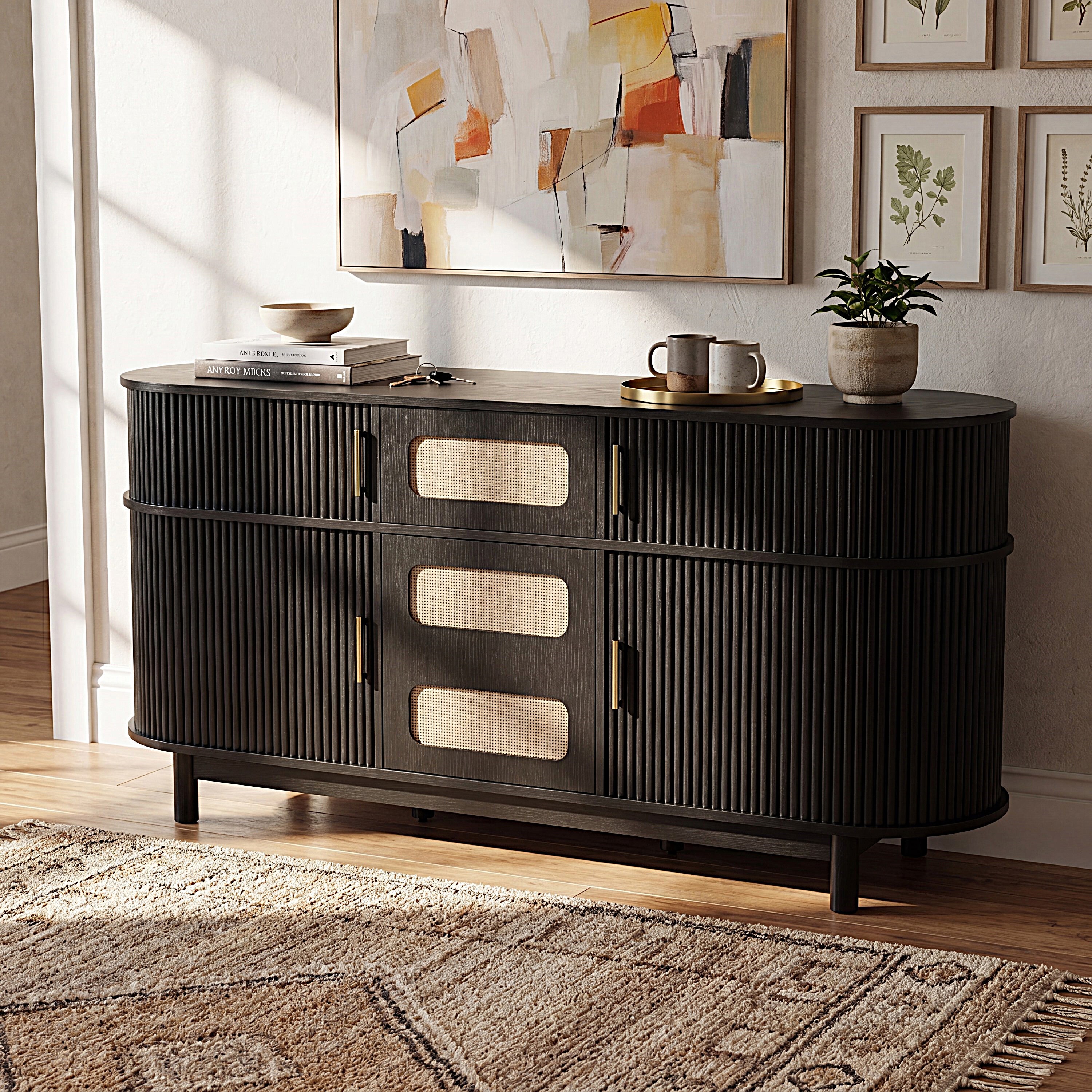 Black MDF Sideboard Buffet, picture 4 of 5