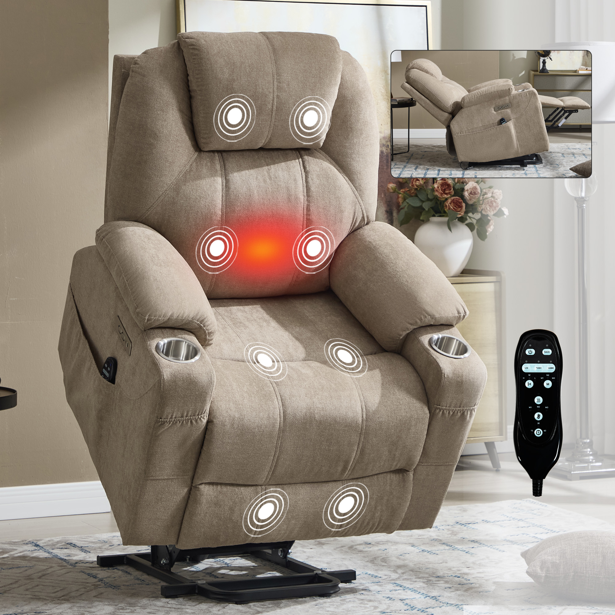 Polyester Power Lift Recliner Chair, picture 2 of 5