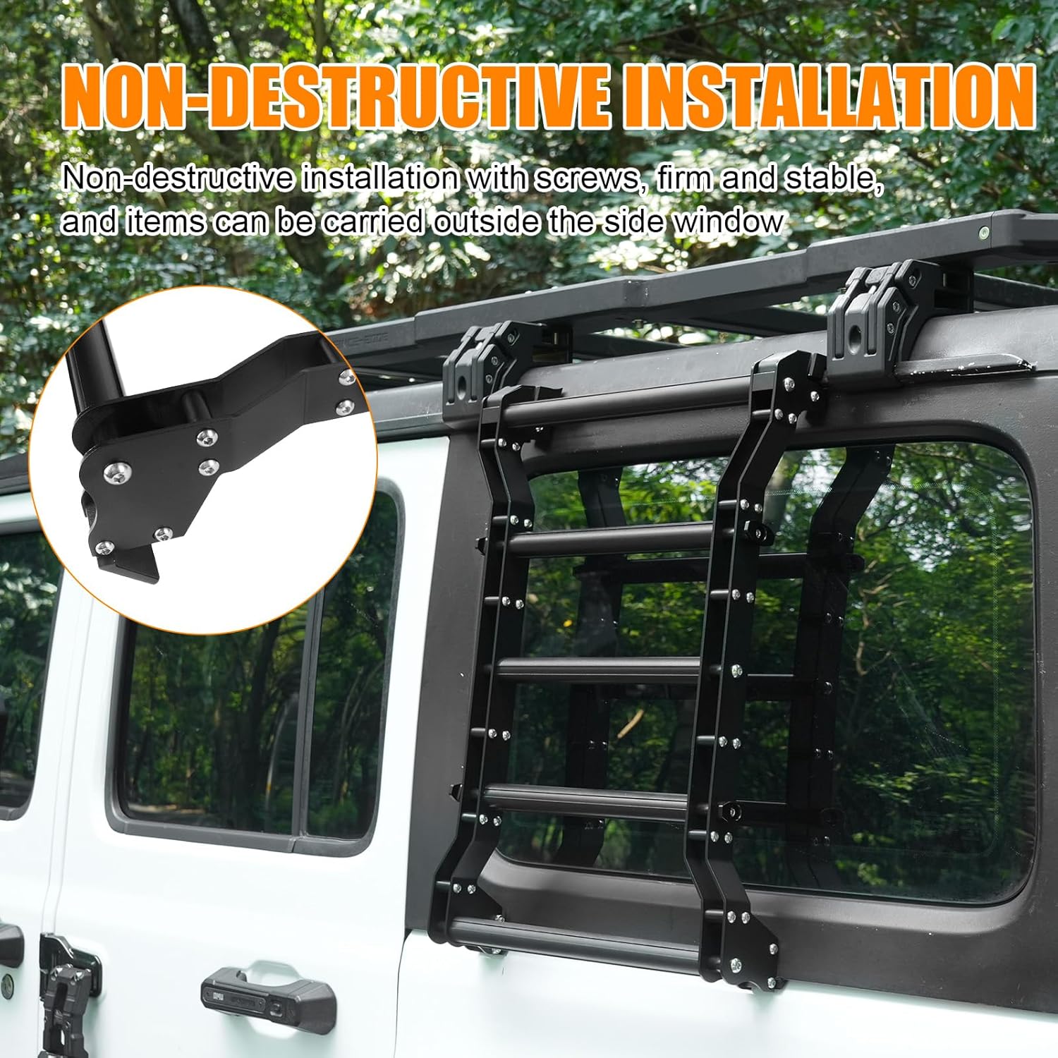 20269 Rear Window Ladder for 2018-2025 Jeep Wrangler JL JLU 2 Door 4 Door Luggage Ladder Rack Multifunctional Flank Kit — foto 3