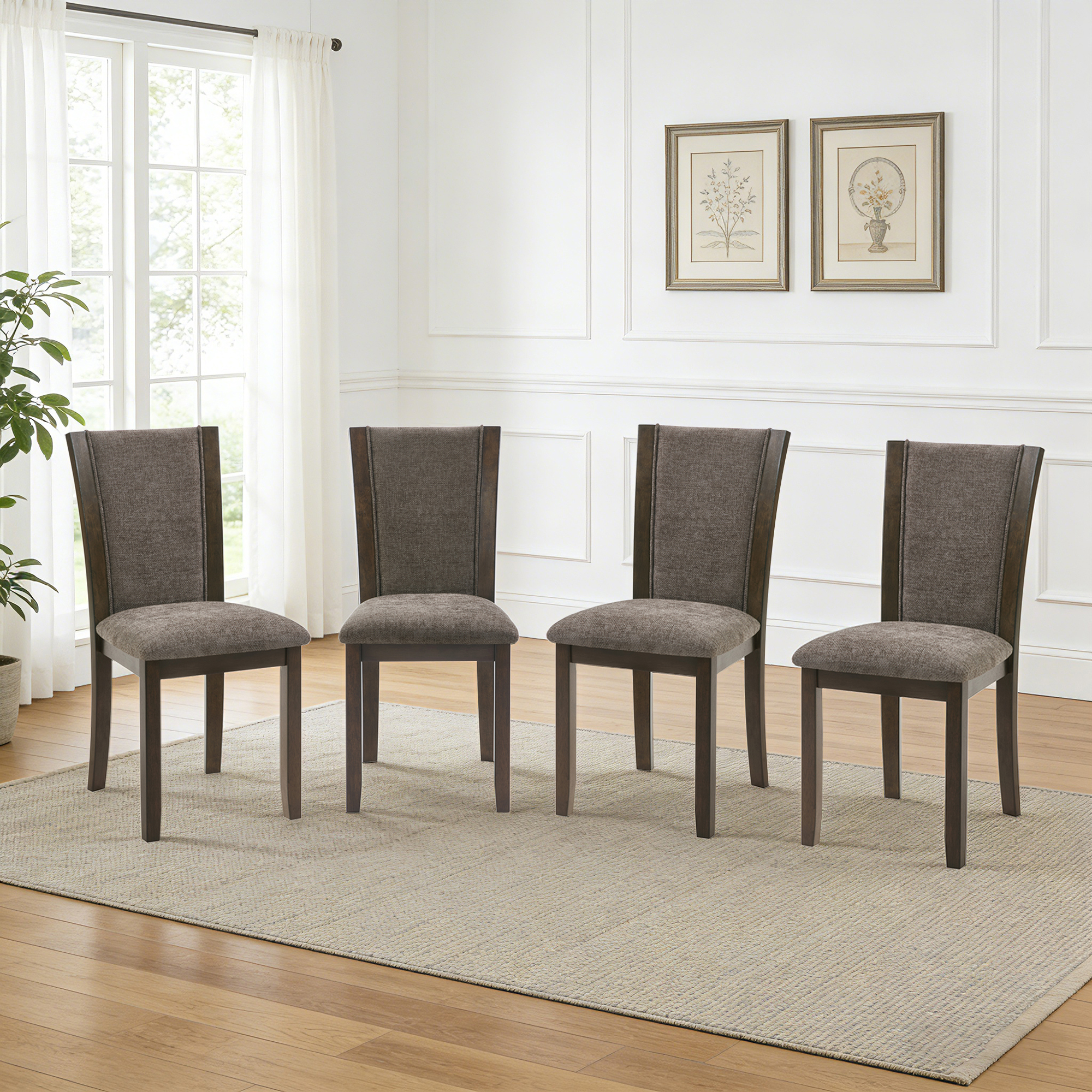 Dining Chairs Only, Wooden Dining Chairs Set of 4, Kitchen Chair with Padded Seat, Upholstered Side Chair for Dining Room, Living Room, Kitchen, Dark walnut — foto 8