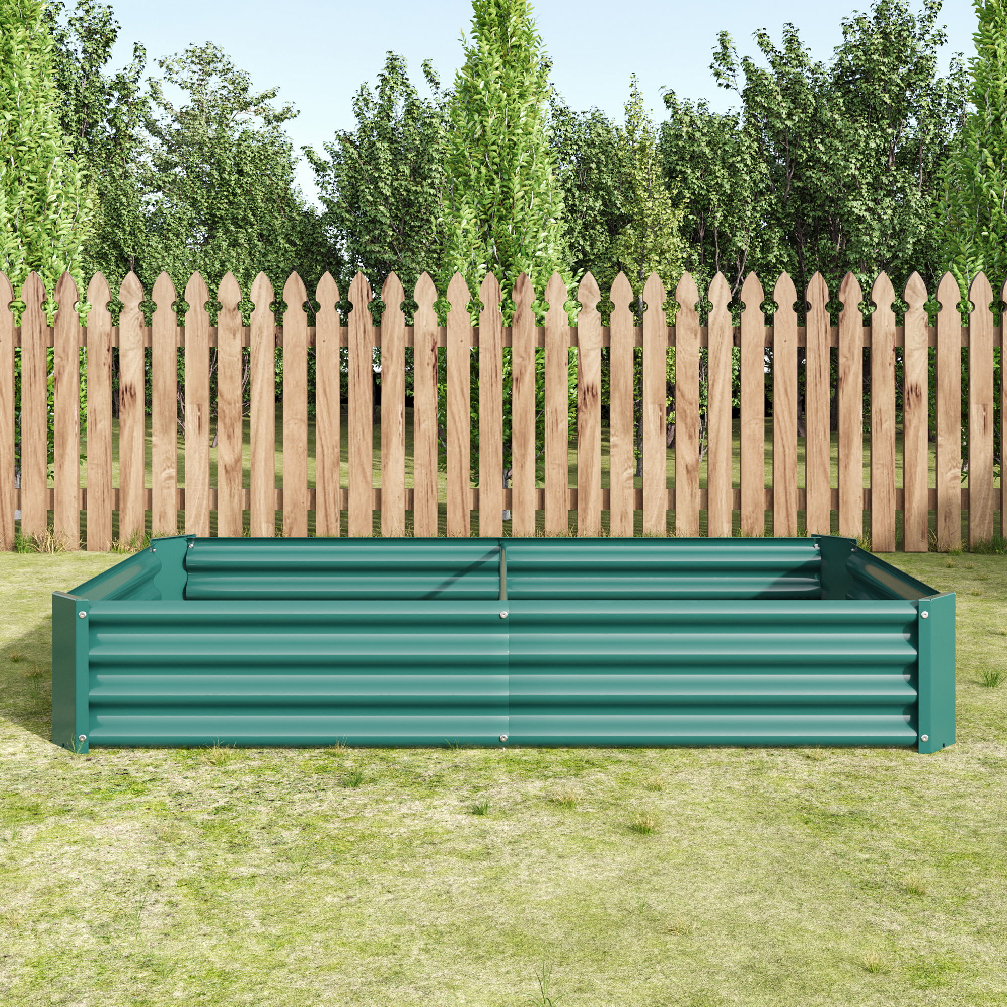 2PCS Green 6×3×1ft Metal Raised Rectangle Garden Planter Beds — foto 2