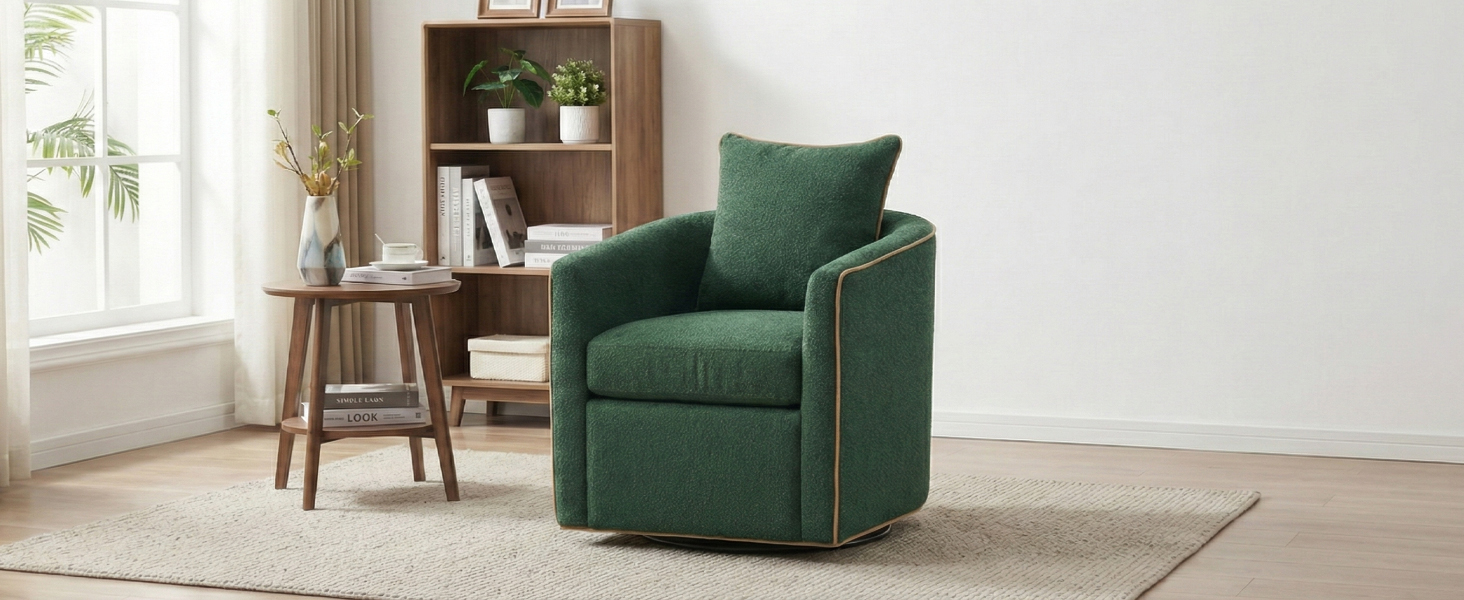 Swivel Accent Chair Upholstered Club Chair Barrel Sofa Chair for Living Room , Reading Corner, and Small Spaces, Green — foto 4