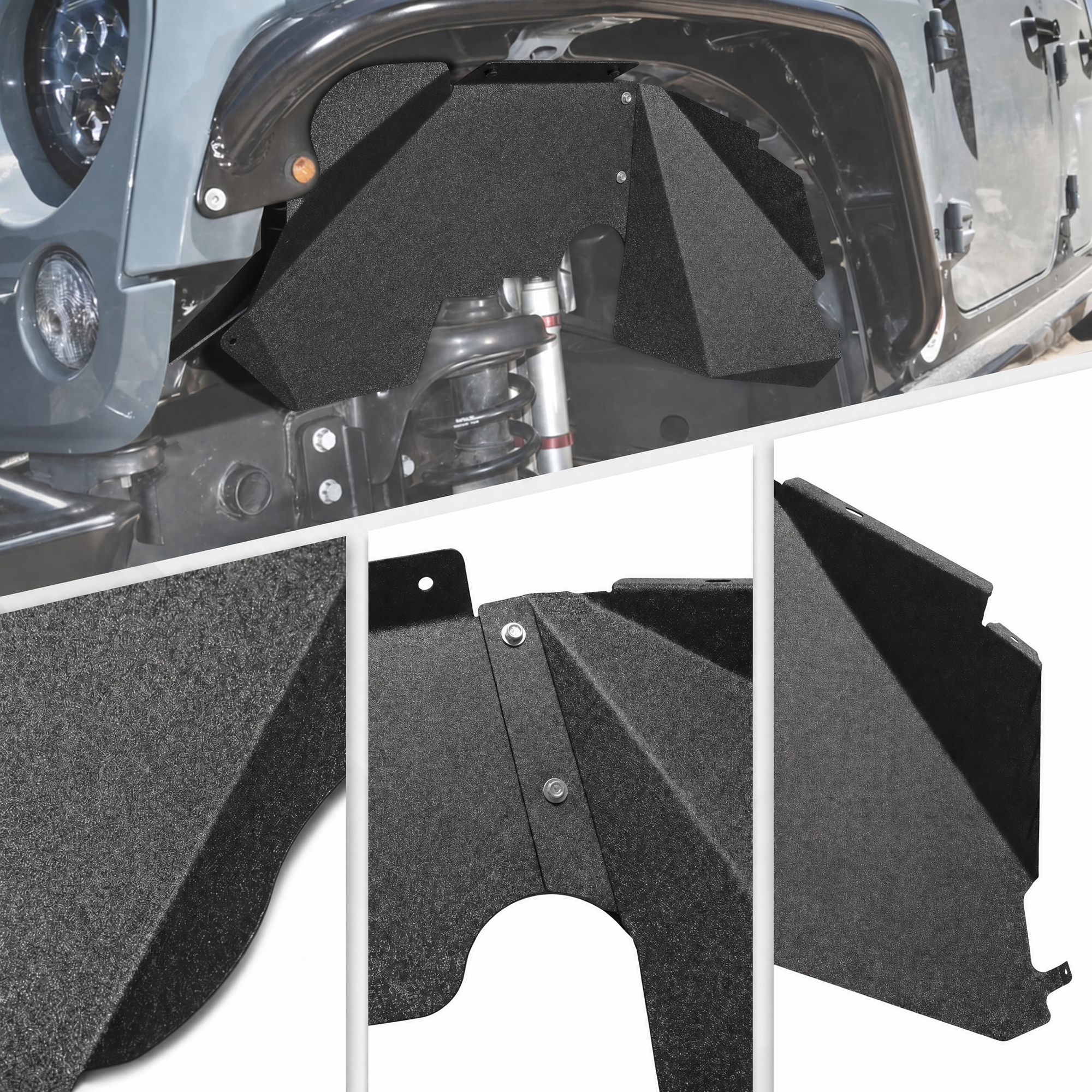 4PCS Black Front & Rear Inner Fender Liners Compatible with 2007-2018 Jeep Wrangler JK & JKU Unlimited  (2/4 Doors) Steel Fenders Flares   Four-piece pack product sizes vary see details — foto 8
