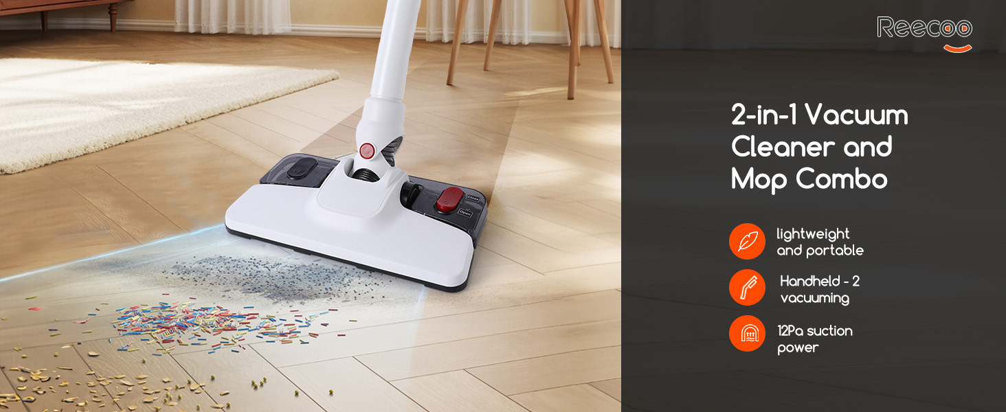 Lightweight Stick Vacuum Cleaner, Unique Vacuum and Mop Combo - 3 Dust Filters/Microfiber Pads,Corded Stick Vacuums & Electric Brooms - 400W 12Kpa Suction for Kitchen, Bedroom, Living Room — foto 6