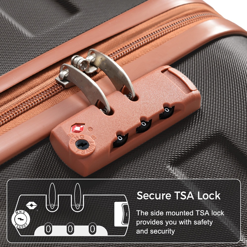 4-Piece Luggage Set  - 20in Carry-On, 28in Checked Suitcase with TSA Lock Travel Duffel Bag Wet-Dry Toiletry Bag,black — foto 6