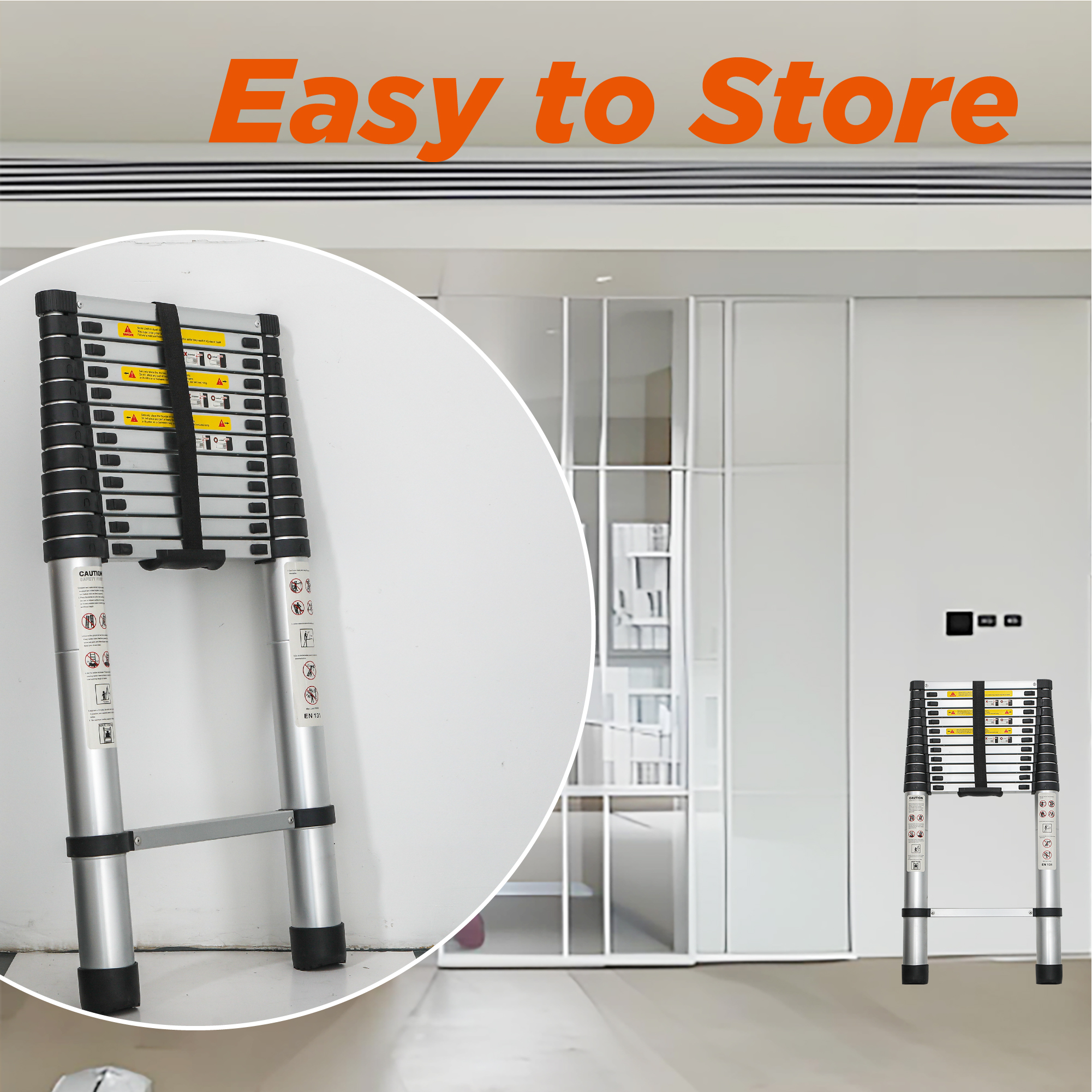 Telescoping Ladder 12.5FT, Telescopic Extension Ladder, Aluminum Alloy Folding Ladder Portable Multi-Purpose for Indoor Outdoor Work, Heavy Duty 300 lbs Load — foto 10