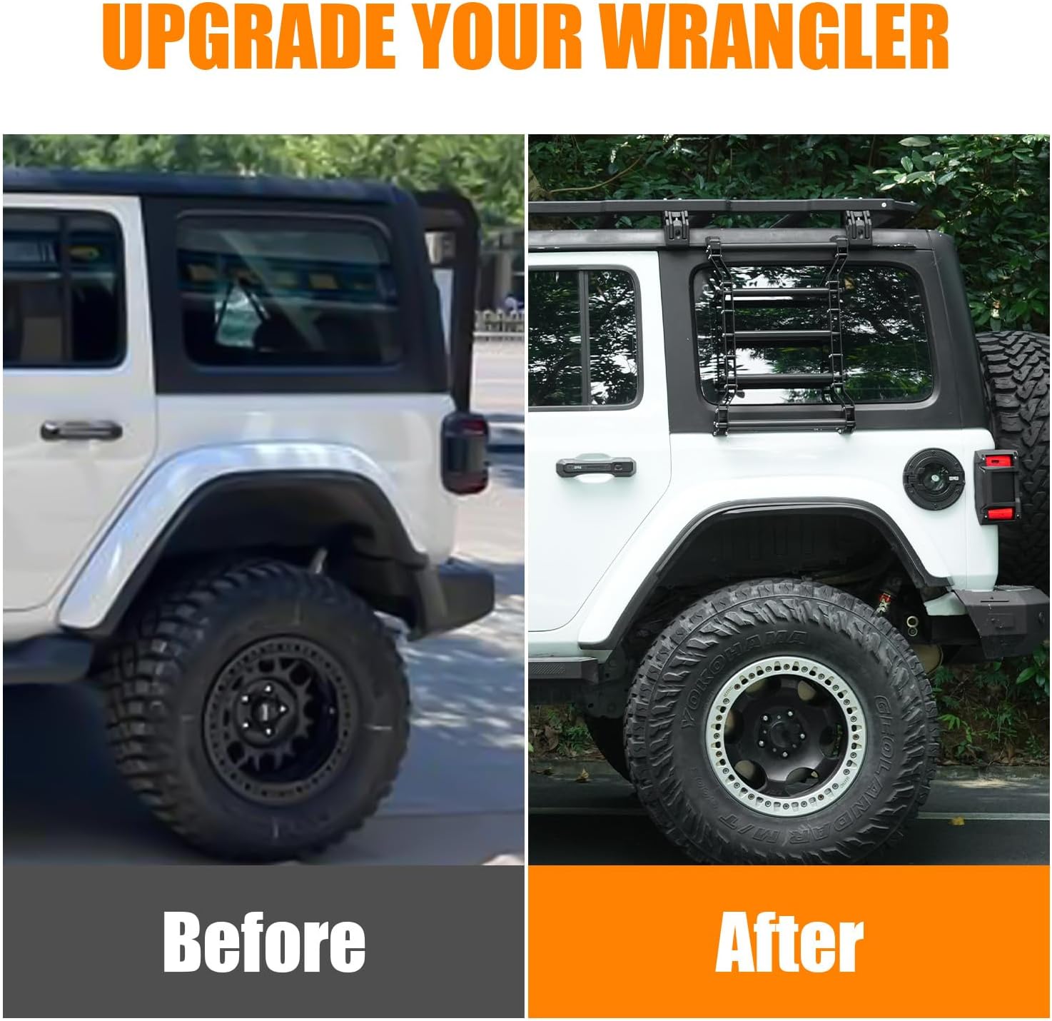 20269 Rear Window Ladder for 2018-2025 Jeep Wrangler JL JLU 2 Door 4 Door Luggage Ladder Rack Multifunctional Flank Kit — foto 4