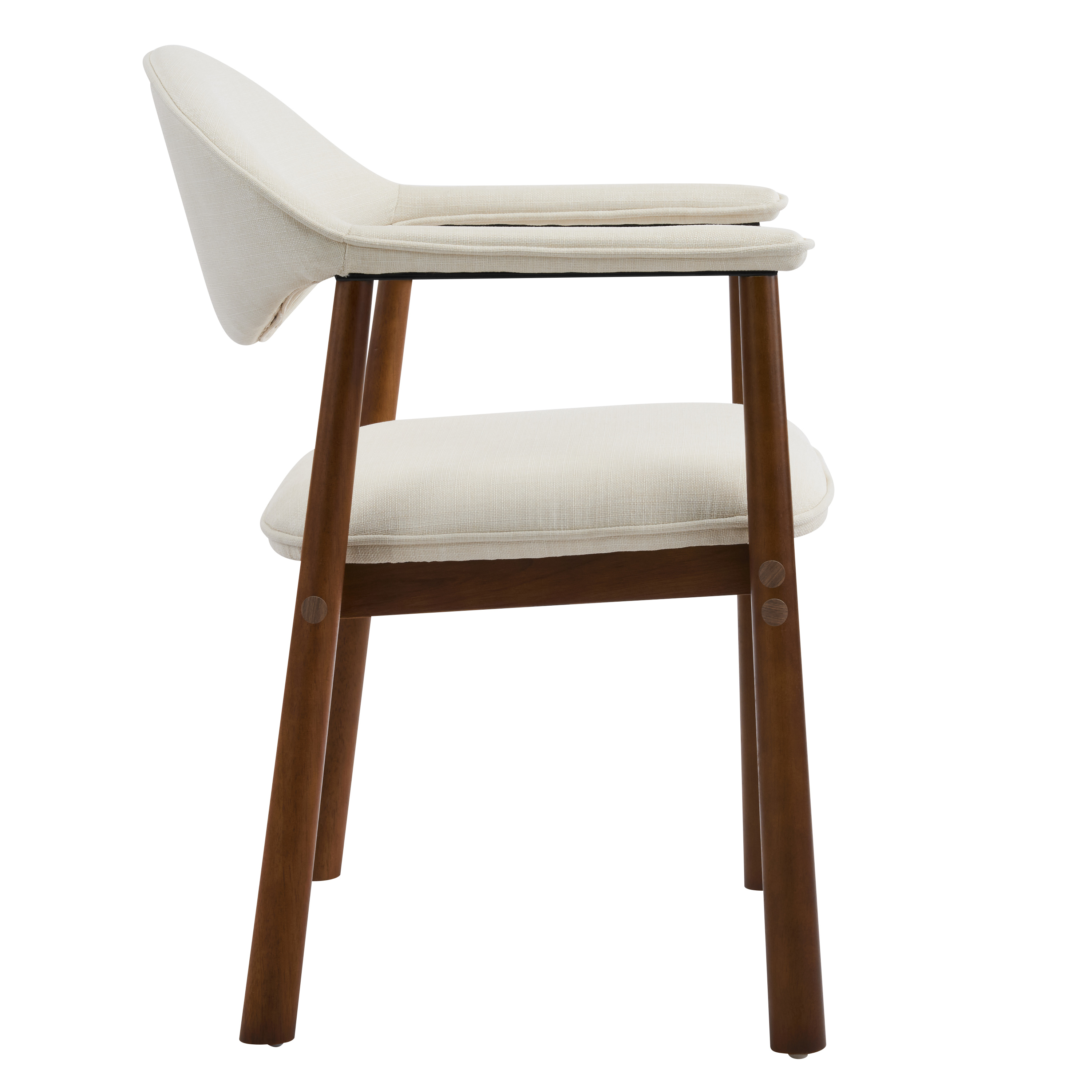 Modern Upholstered Dining Chairs with Curved Back, Beige Fabric & Walnut Finish Rubber Wood, Set of 2 — foto 5