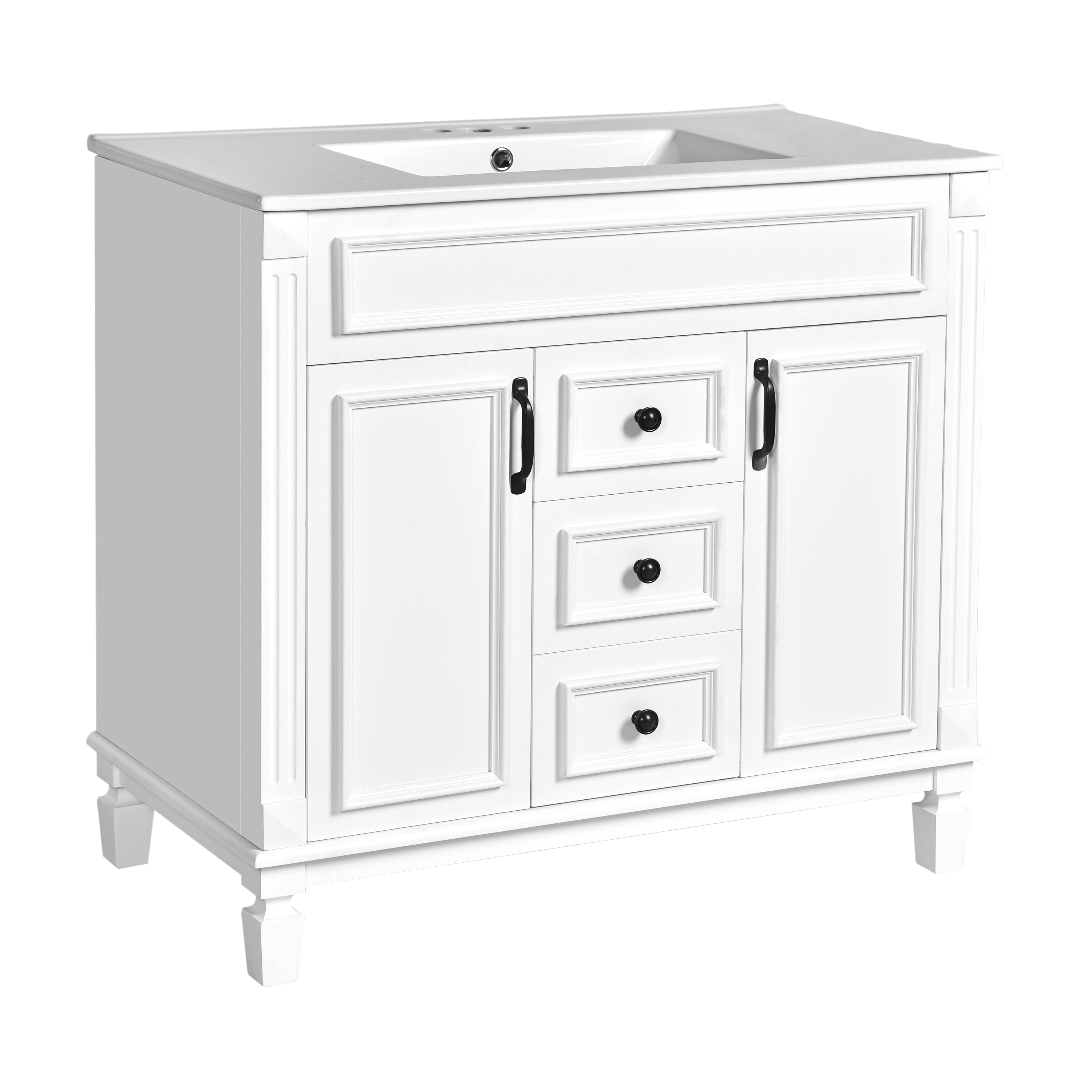 36'' Bathroom Vanity with Top Sink, Mirror Cabinet, Modern Bathroom Storage Cabinet with 2 Soft Closing Doors, Single Sink Bathroom Vanity — foto 8