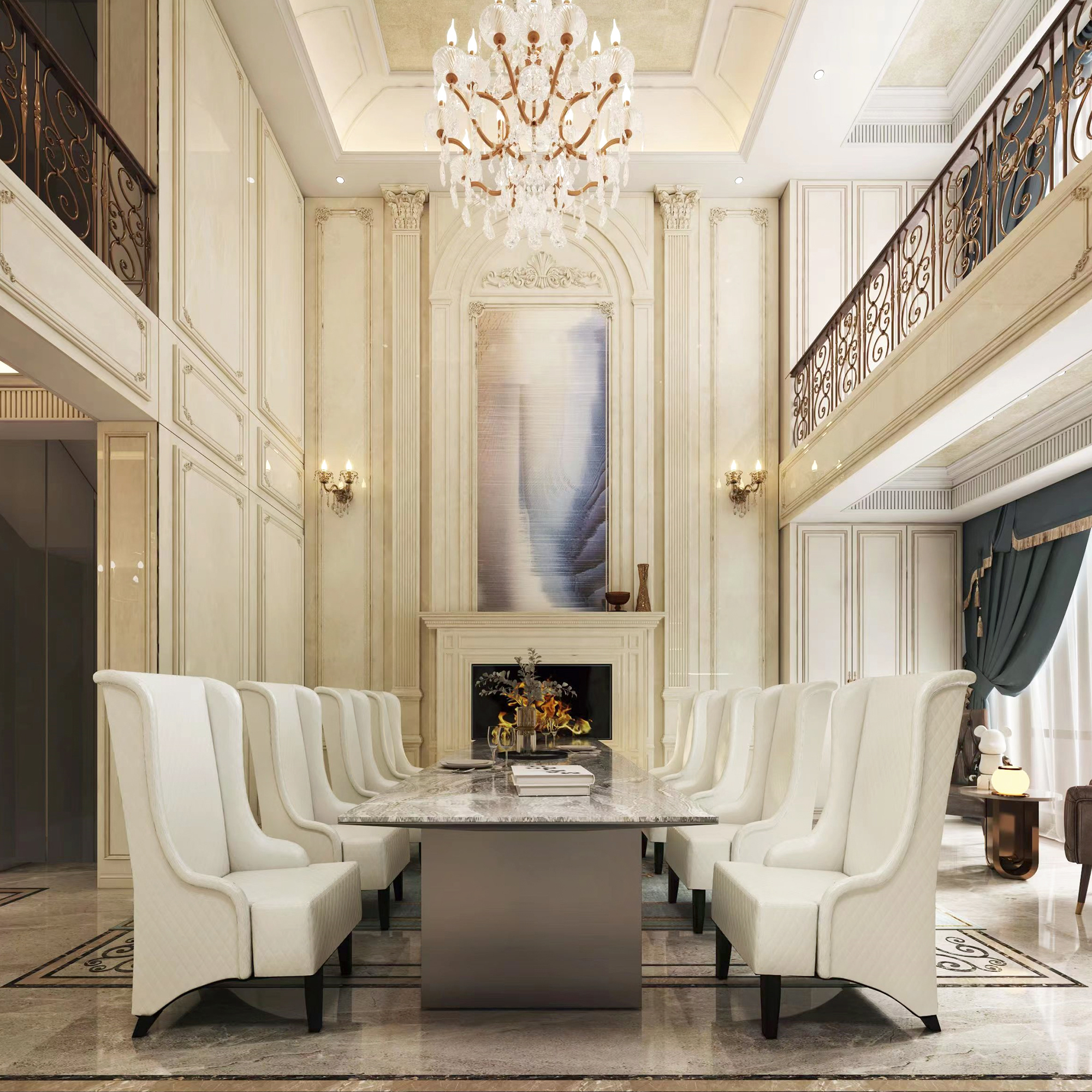 23.03" Wide Faux Leather High-Back Accent Chair, Comfy High Wingback Chair, Living Room Chair with Soft Padded & Wooden Legs, Modern Side Chair for Living Room, Bedroom, white — foto 7
