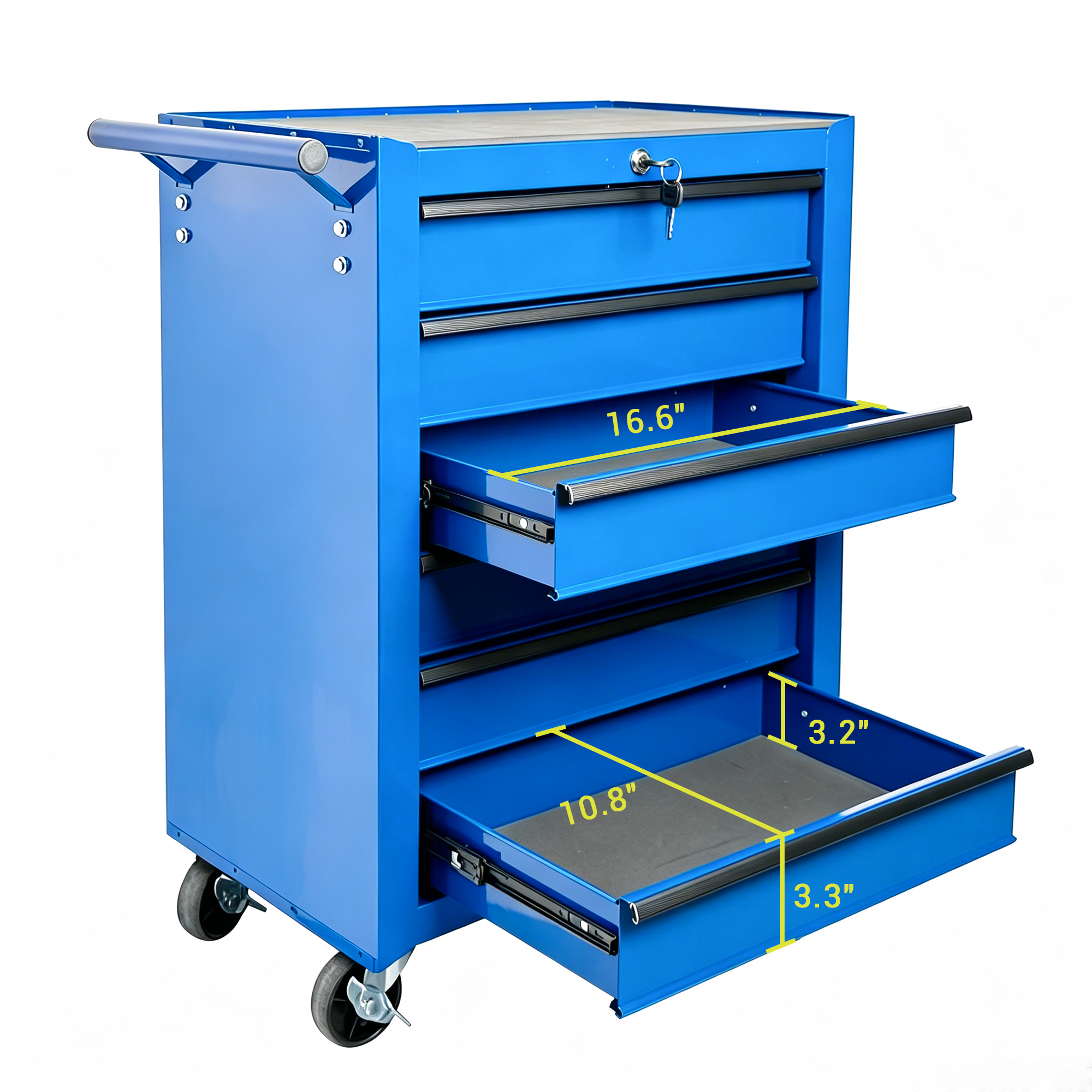 Rolling Metal Tool Chest with 6 Drawers, 20" 6-Drawer Tool Chest Cabinet with Ball Bearing Drawer Slides, Steel Tool Storage Box Organizer  -BLUE — foto 14