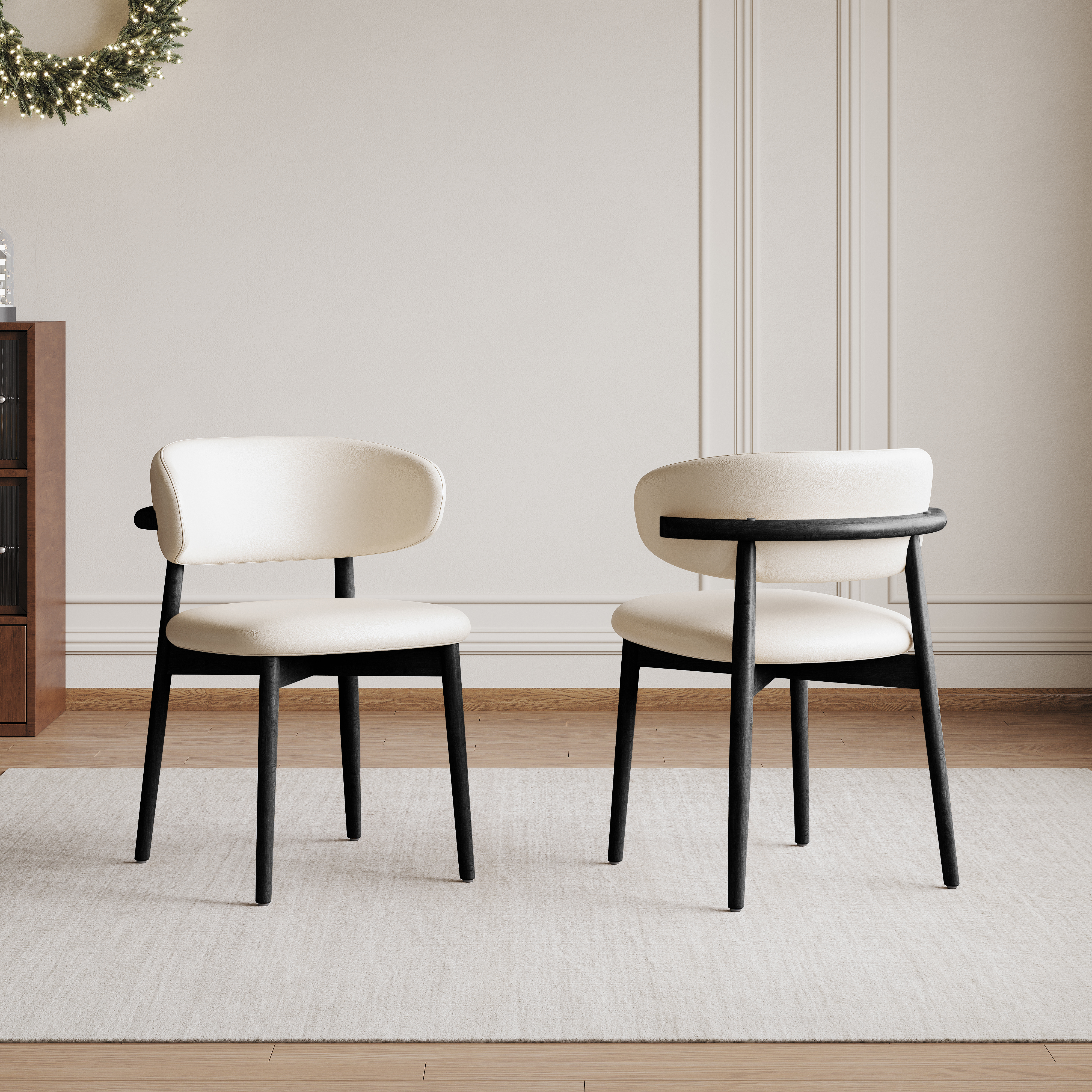Mid-Century Modern wood feet Dining Chair (Set of 2) – Stylish Wooden Chairs for Dining Room, Kitchen, or Living Room, Comfortable & Durable, Easy to Assemble (black) — foto 3