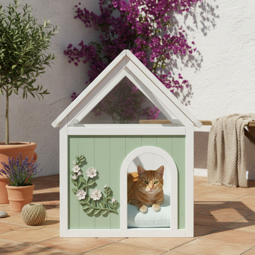 SAGE FSC-Certified Cedar Indoor Cat House with Clear Acrylic Roof – Wooden Pet House for Small Cats & Dogs — foto 8