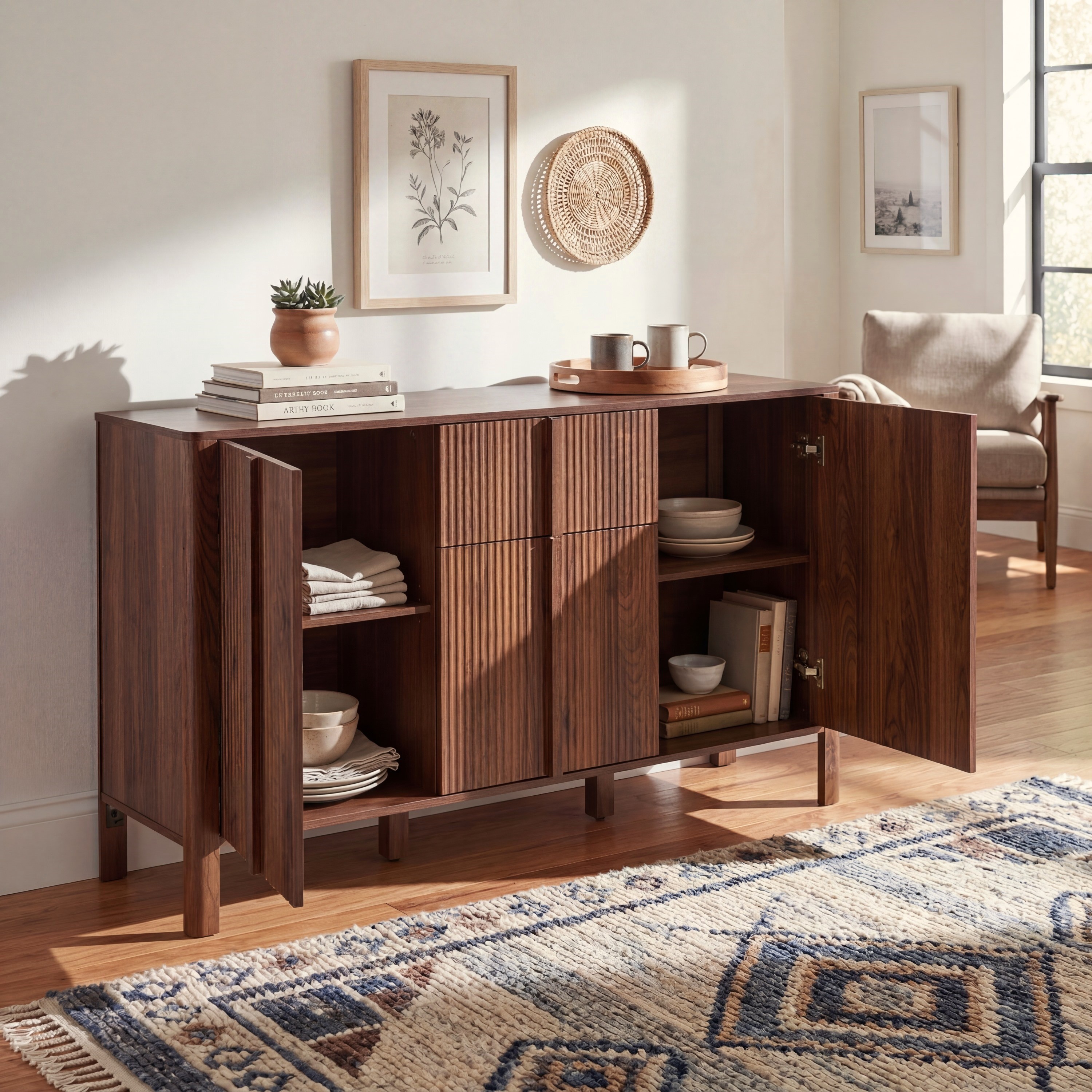 Walnut Sideboard Credenza, picture 3 of 5