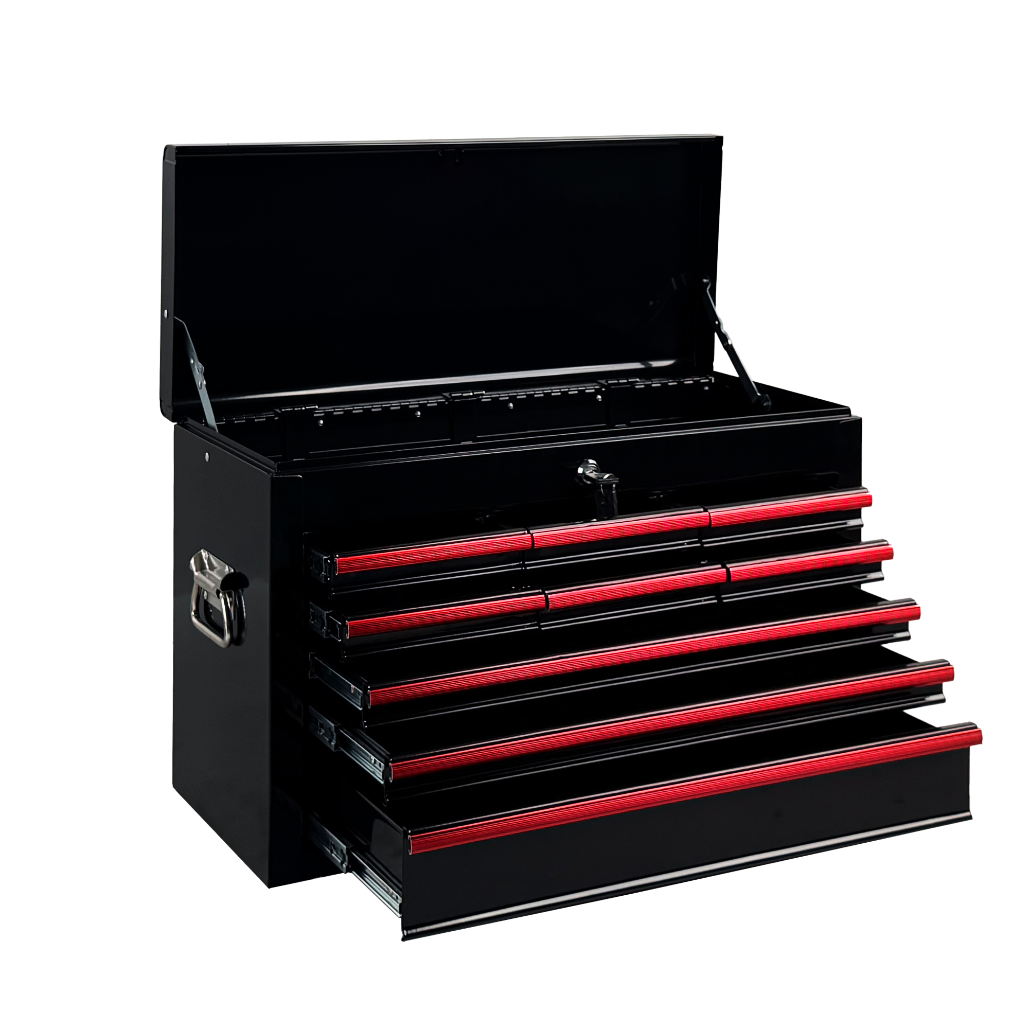 Heavy Duty Metal Tool Box, 24-inch, Portable Metal Tool Box with 9 Drawers, Small Tool Chest with EVA Liners, Ball Bearing Slide Drawers Locking & Powder Coated Finish, Multi-Function Tool Organizer
