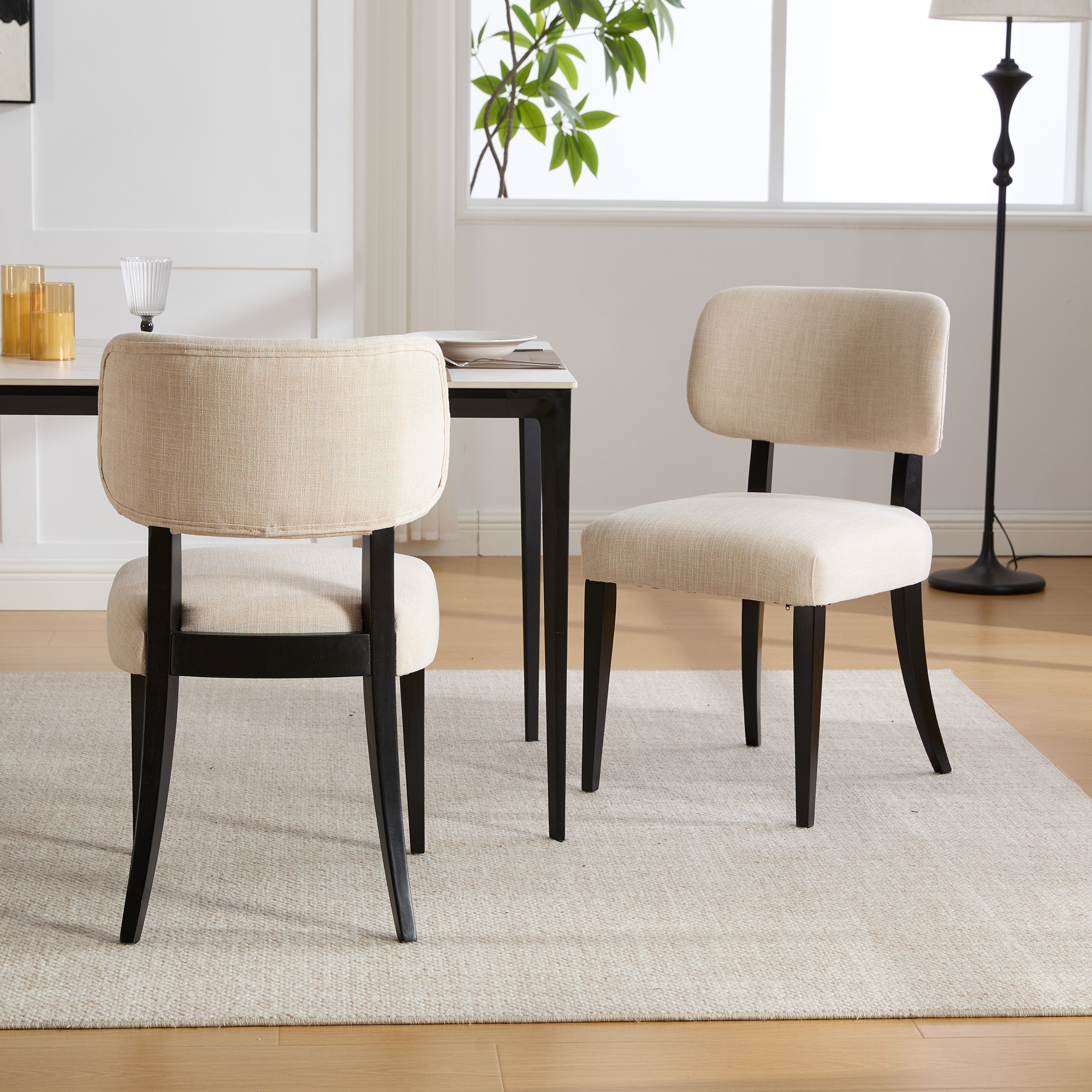 Wooden Dining Chairs Set of 2, Modern Fabric Upholstered Dining Room Chair Kitchen Chairs, Farmhouse Dinner Chair for Kitchen Dining Room 10