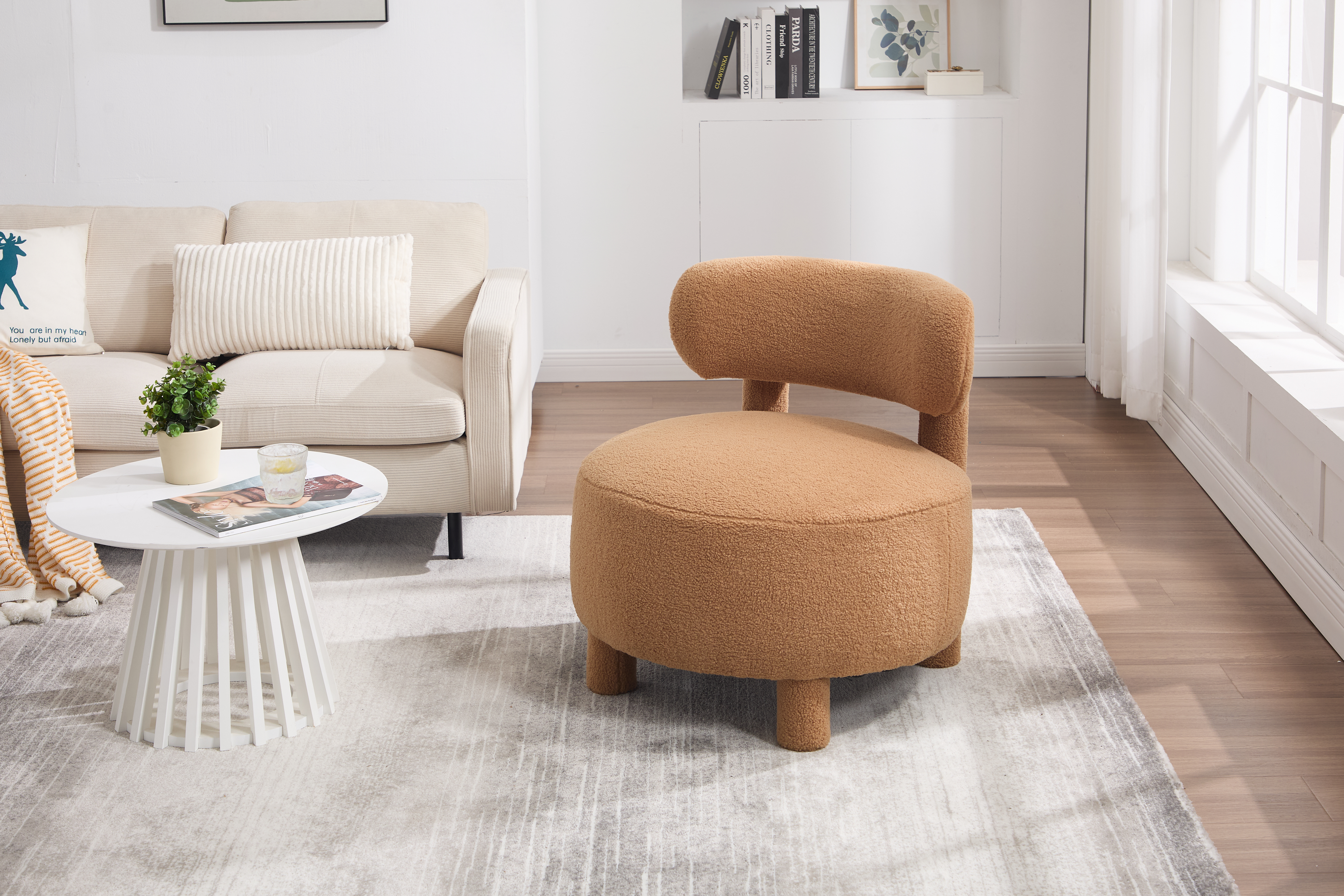 Teddy Fabric Armless Accent Chair, picture 2 of 5