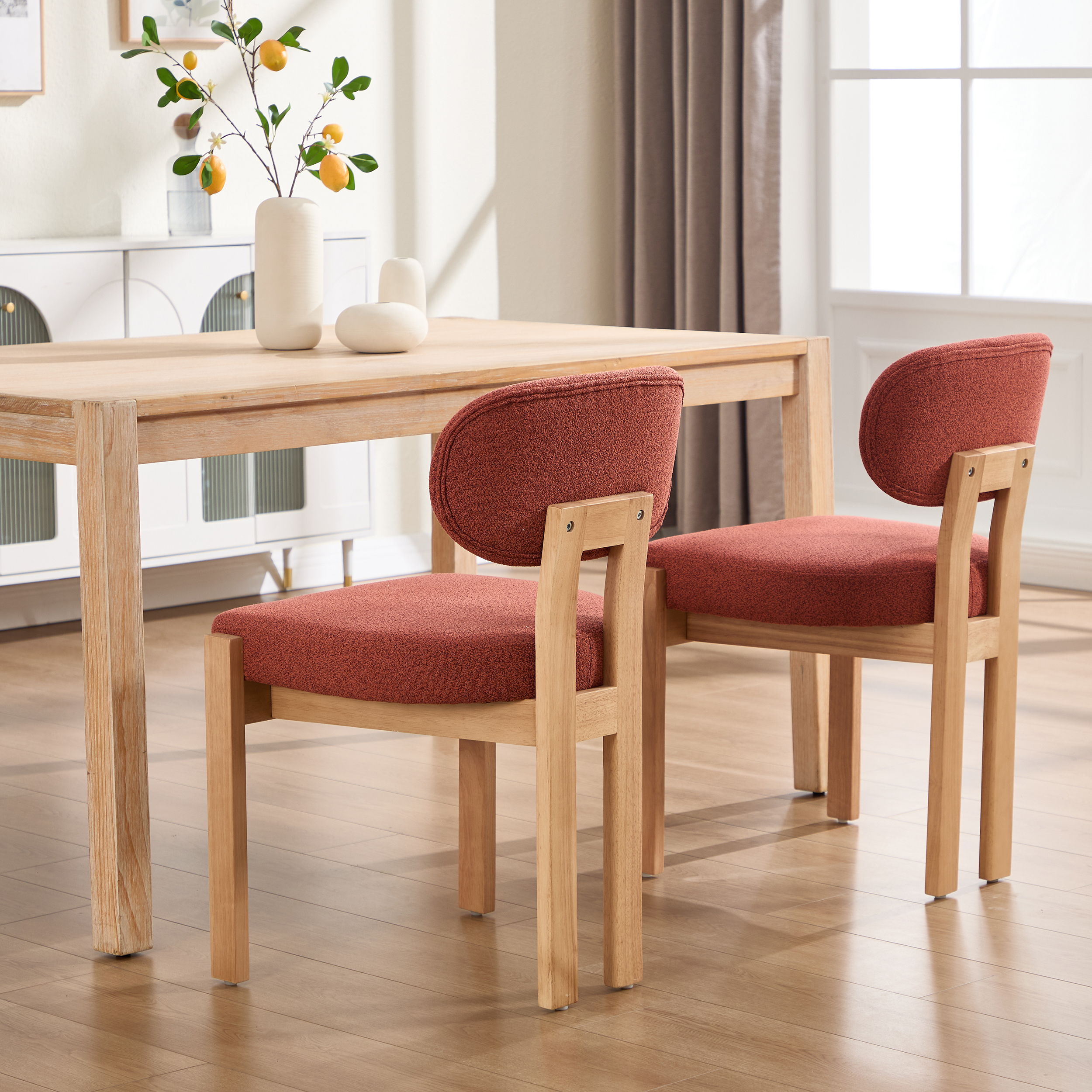Wooden Dining Chairs Set of 2, Modern Fabric Upholstered Dining Room Chair Kitchen Chairs, Farmhouse Dinner Chair for Kitchen Dining Room 10