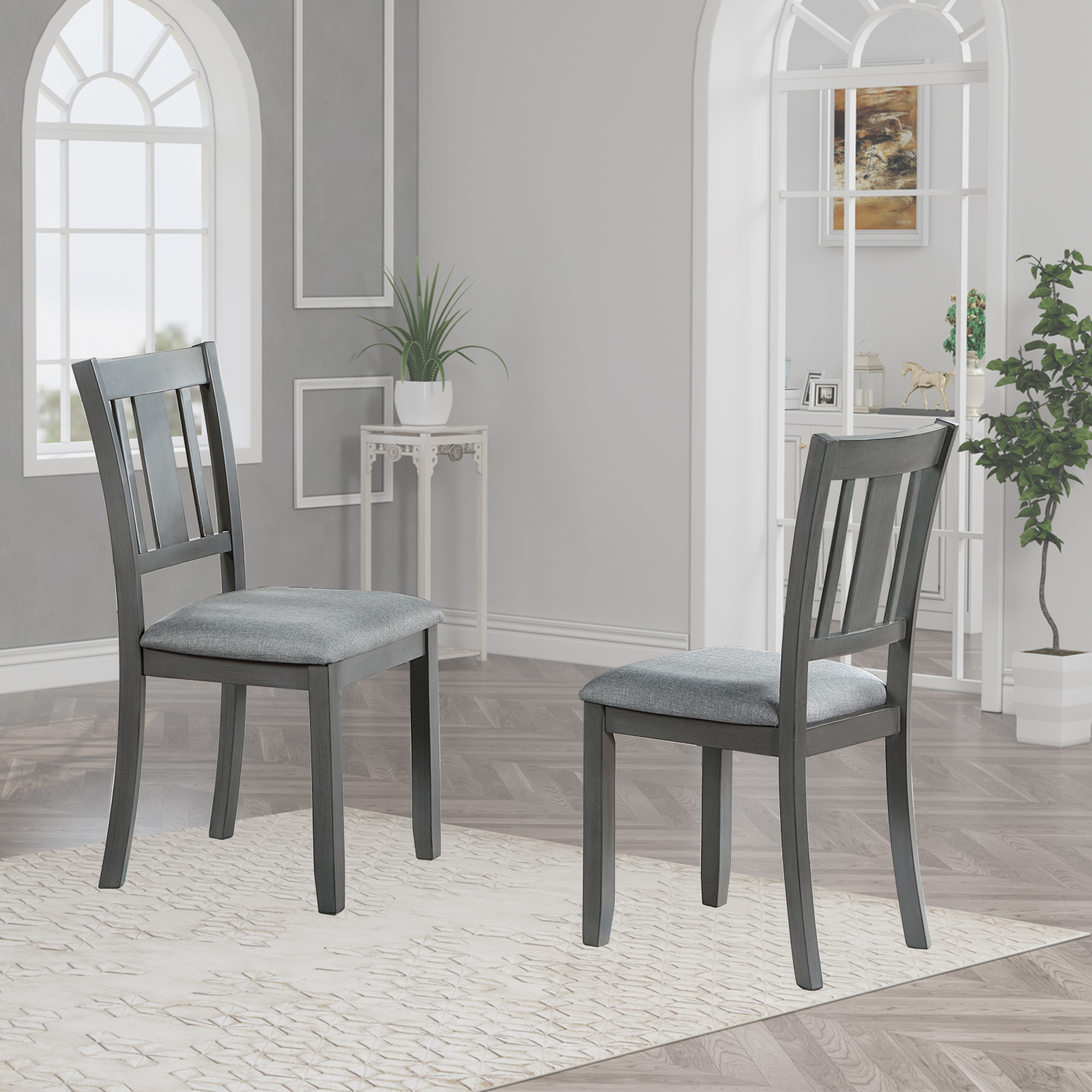 Dining Chairs Only, Wooden Dining Chairs Set of 4, Kitchen Chair with Padded Seat, Upholstered Side Chair for Dining Room, Living Room, Gray 7