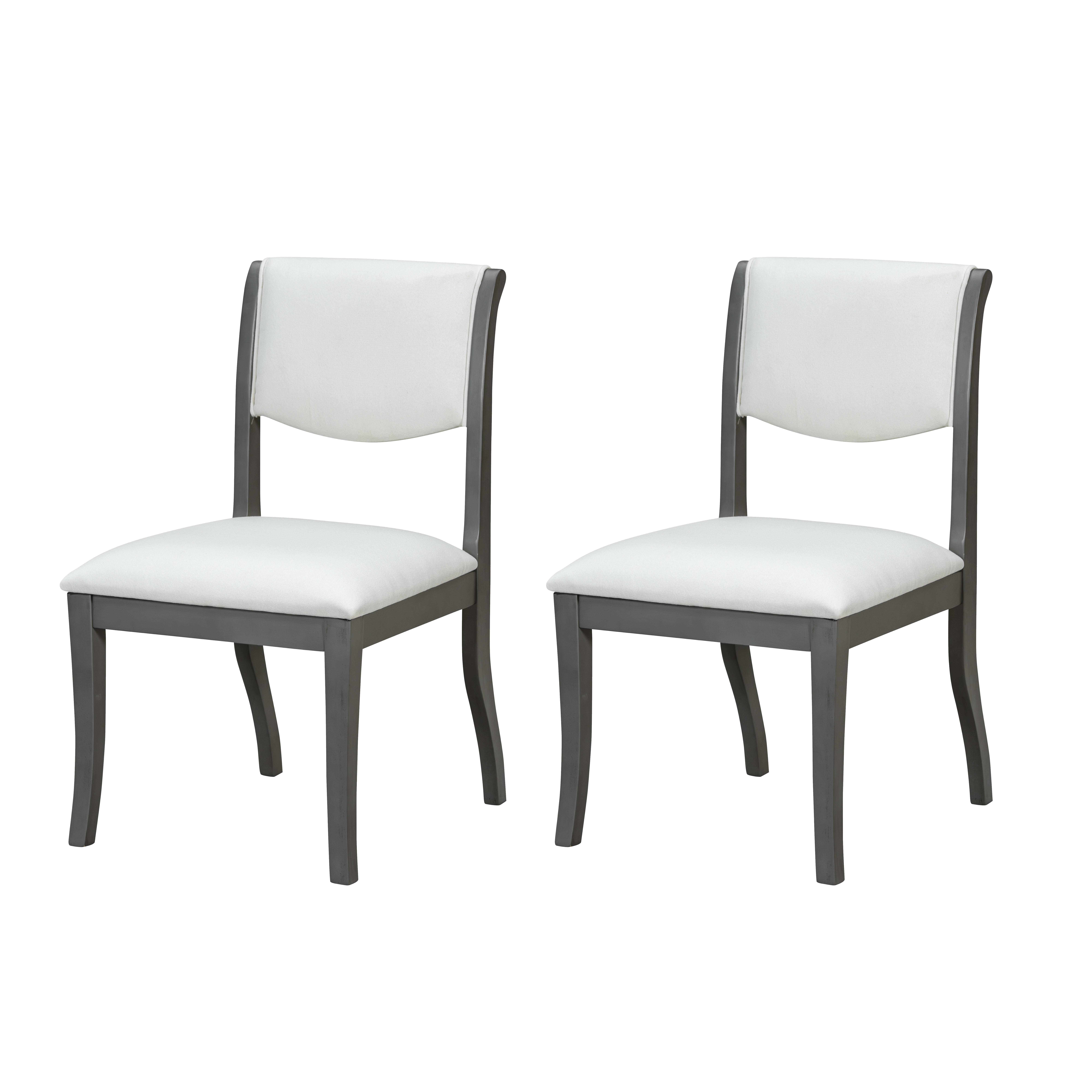 Oak Gray Finish Upholstered Dining Chairs Set of 2 - Traditional Elegant Fabric Side Chairs with Curved Lines, Solid Hardwood Frame — foto 8
