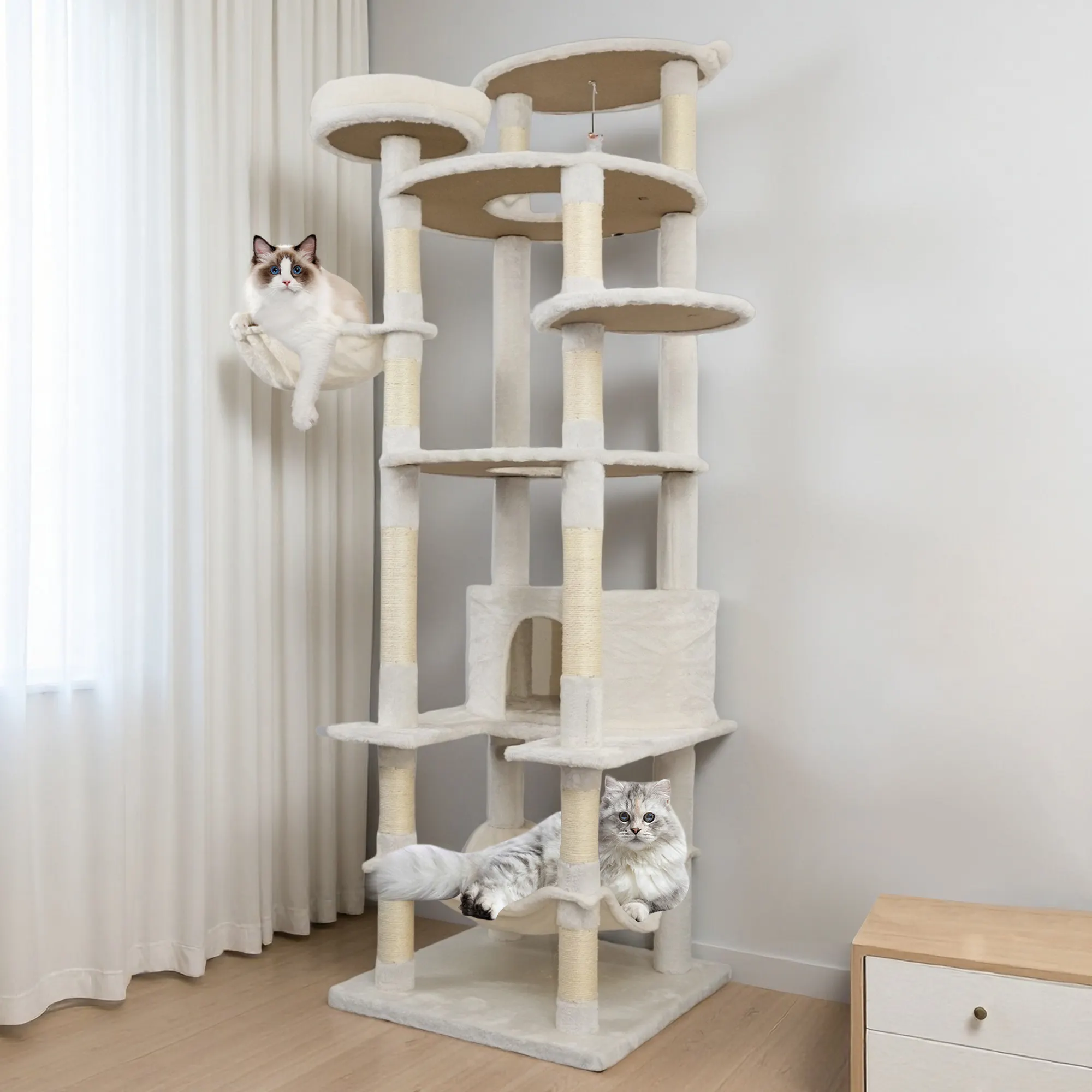 78 in beige cat tree tower