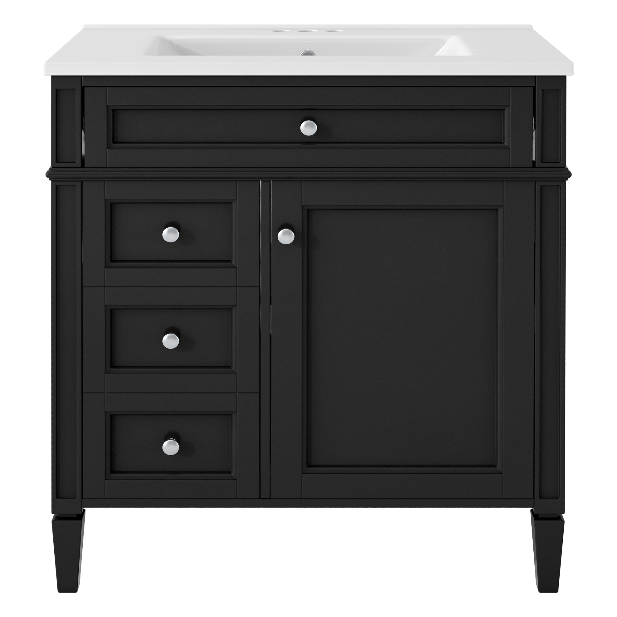 30'' Bathroom Vanity with Top Sink, Modern Bathroom Storage Cabinet with 2 Drawers and a Tip-out Drawer, Single Sink Bathroom Vanity — foto 3
