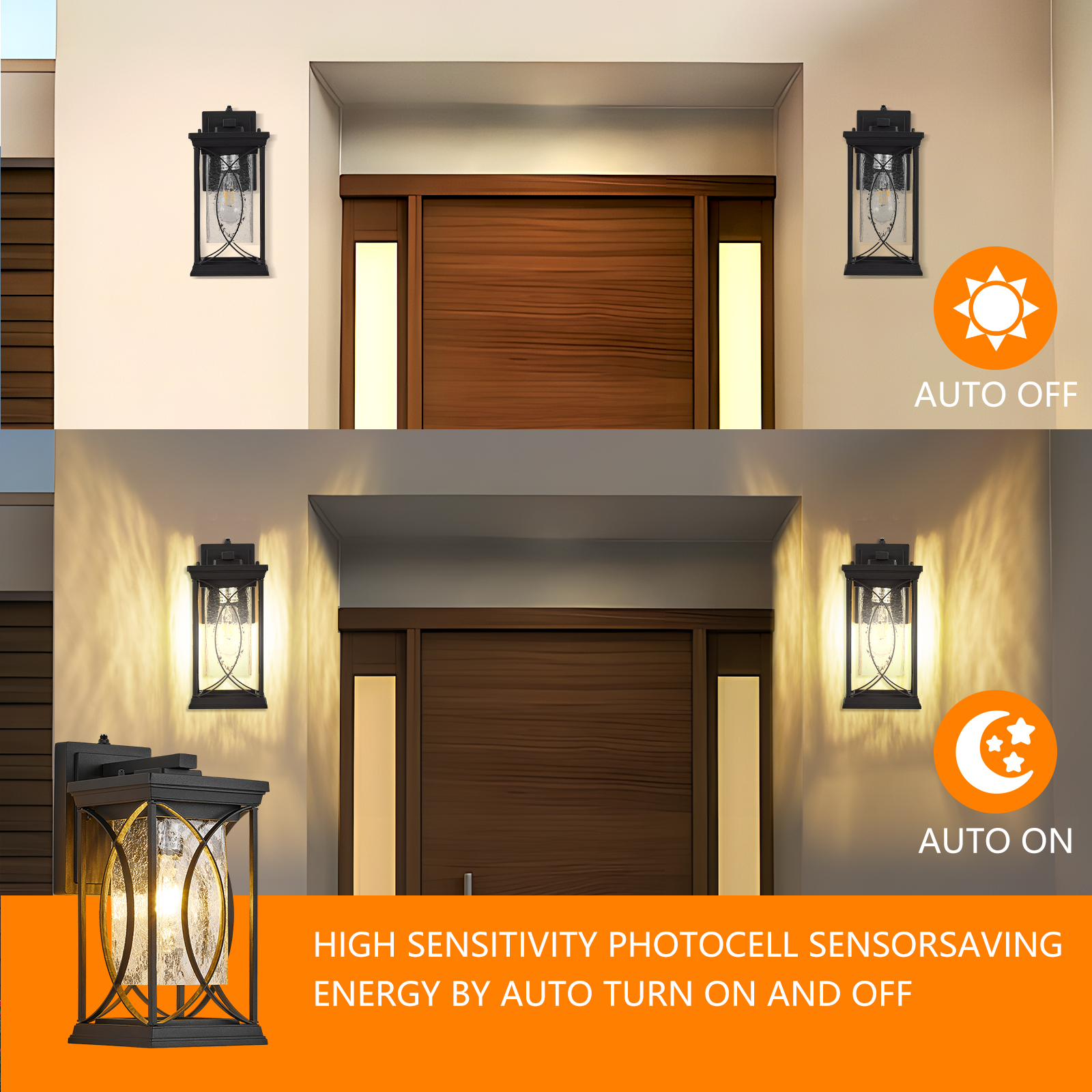 Oil Rubbed Bronze Porch Light Dusk to Dawn Outdoor Wall Lantern Small Modern Exterior Light Fixture Aluminum with Crack-Like Glass IP65 Waterproof Outdoor Sconce Outside Light for House, Front Door 3