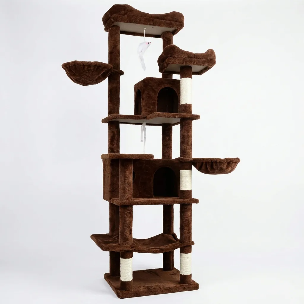 68in Tall Multi-Level Green Cat Tree