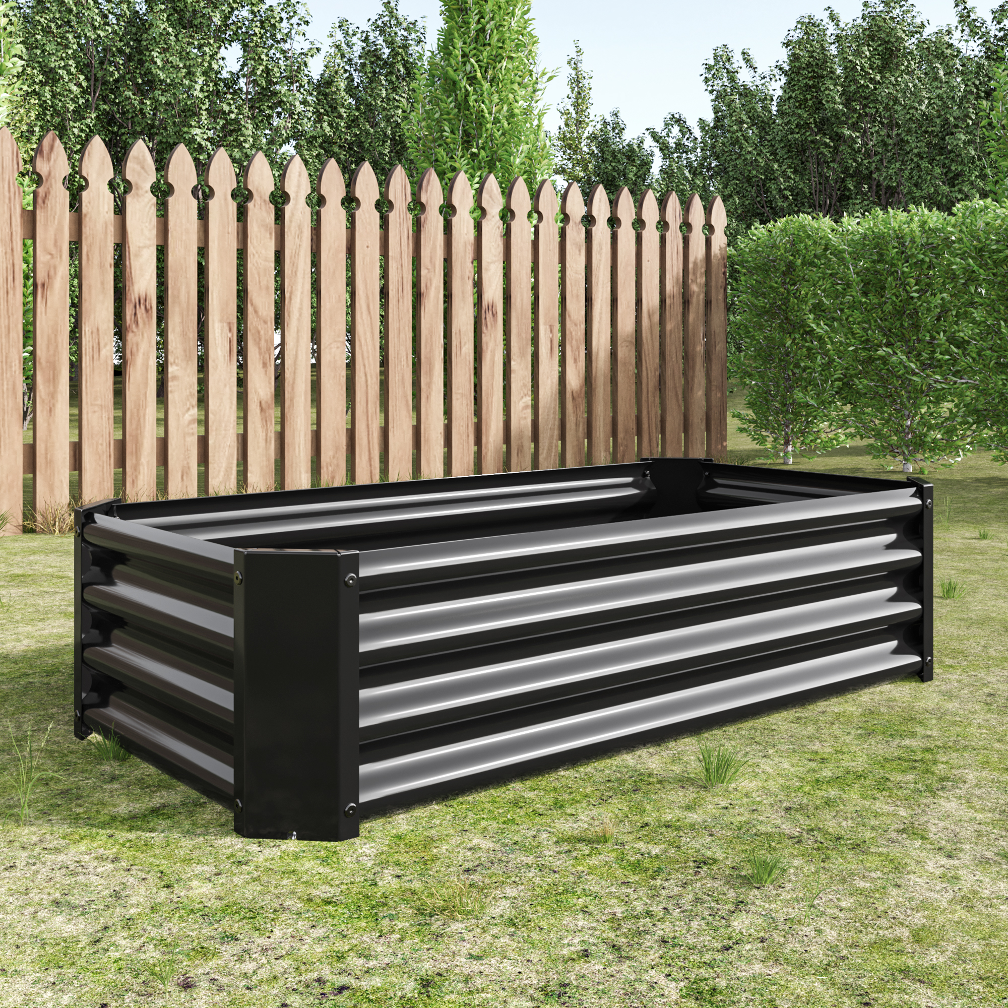2PCS Black 4×2×1ft Metal Raised Garden Bed, Rectangle Raised Planter for Flowers Plants, Vegetables Herb — foto 5