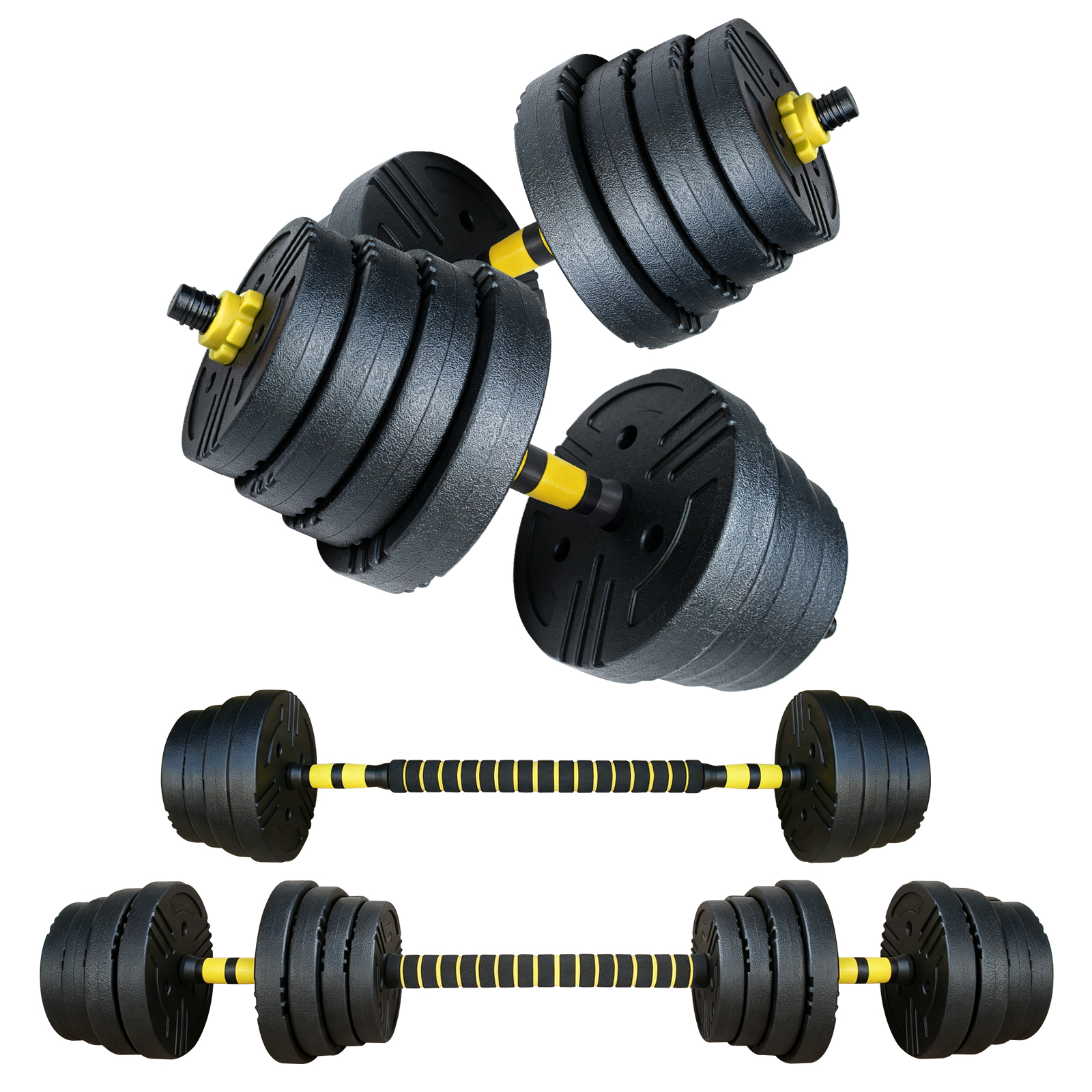 Adjustable Dumbbells, 66 lbs Free Weight Set with Connector, Multifunctional Set Used as Barbell, Dumbbell, Push-ups and Weight Plate, Fitness Exercis