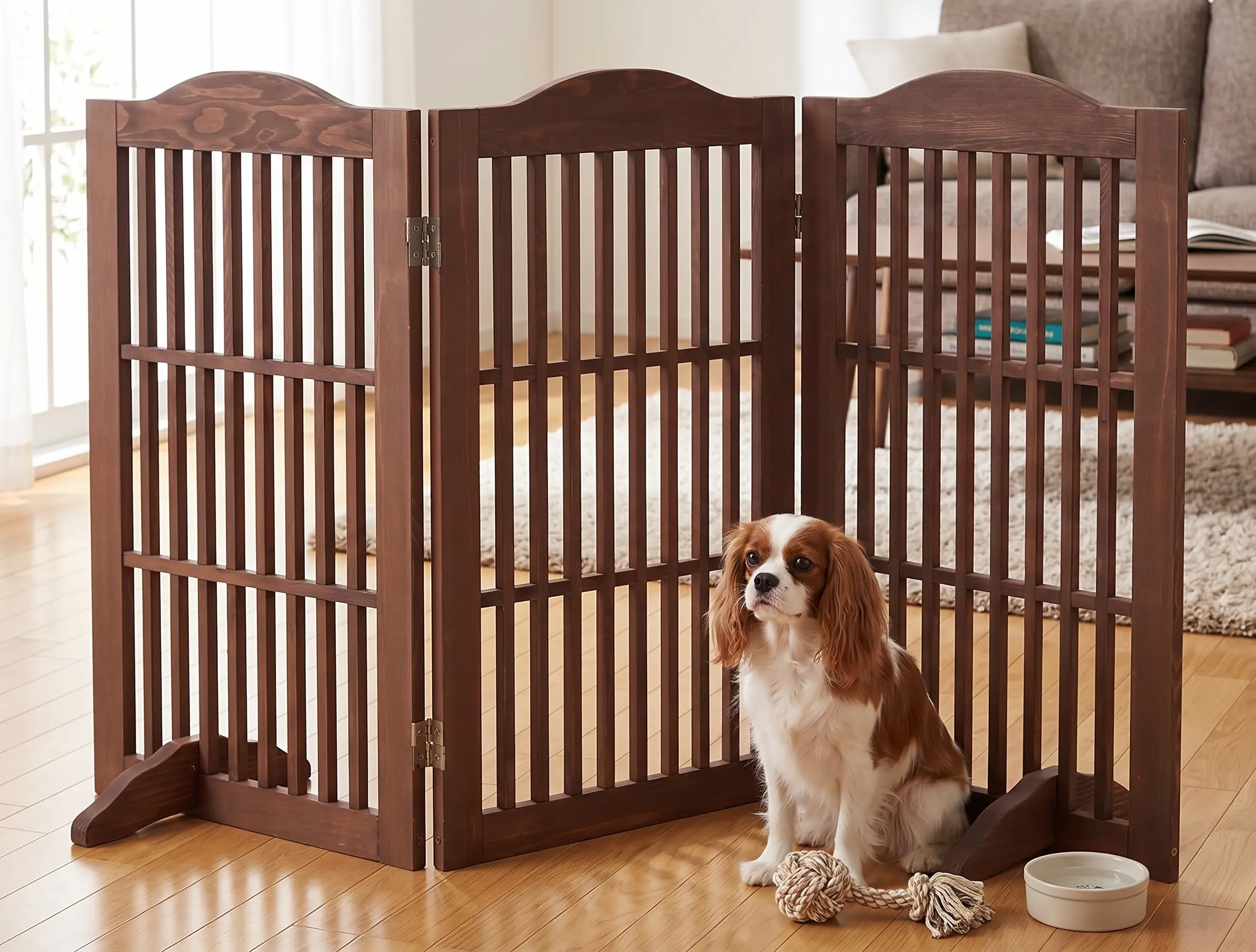 Wooden Freestanding Foldable Pet Gate