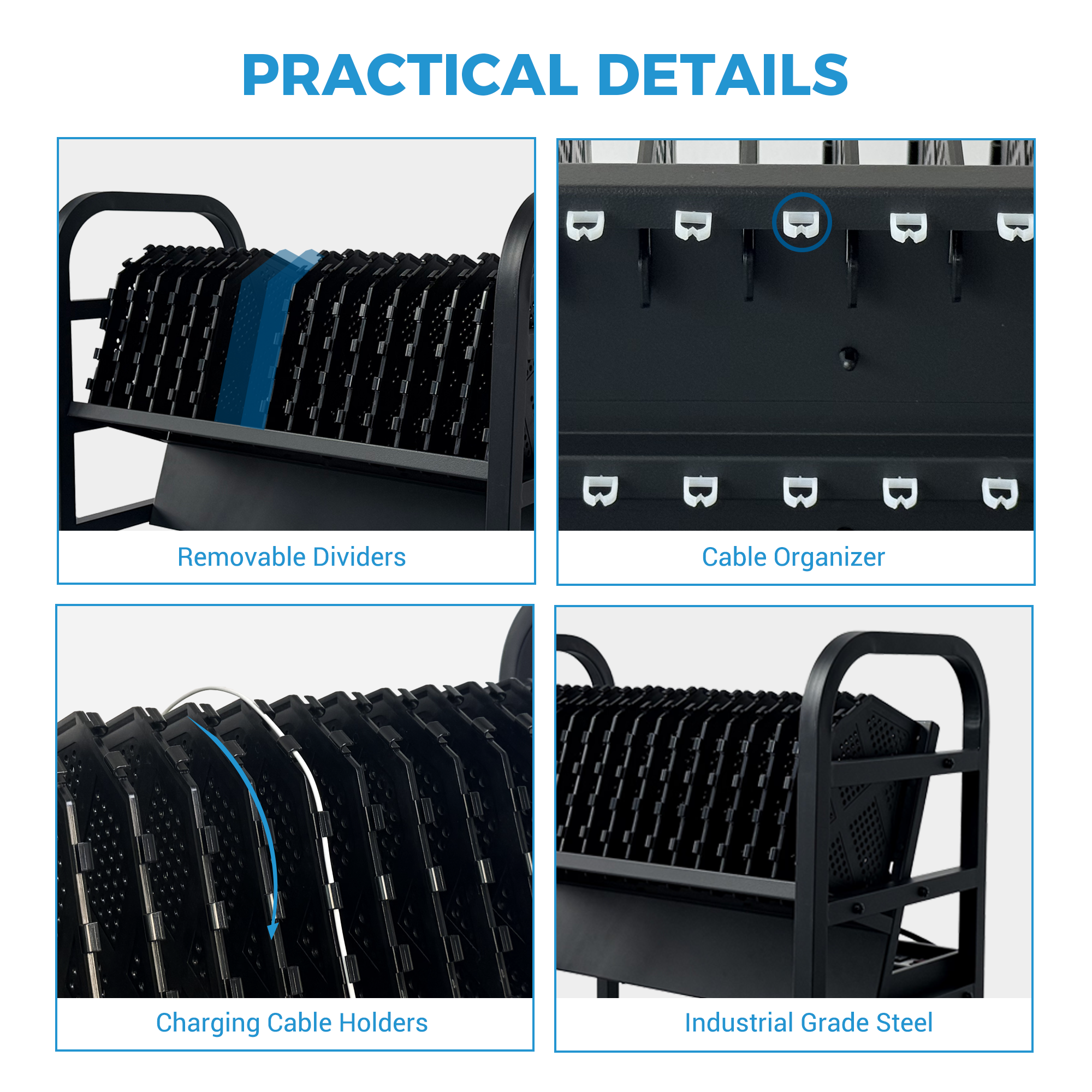 16-Device Mobile Open School Charging Cart Station for Ipads, Chromebooks, Tablets and Laptops Computer with Power Strip Included, Assembly Required — foto 13