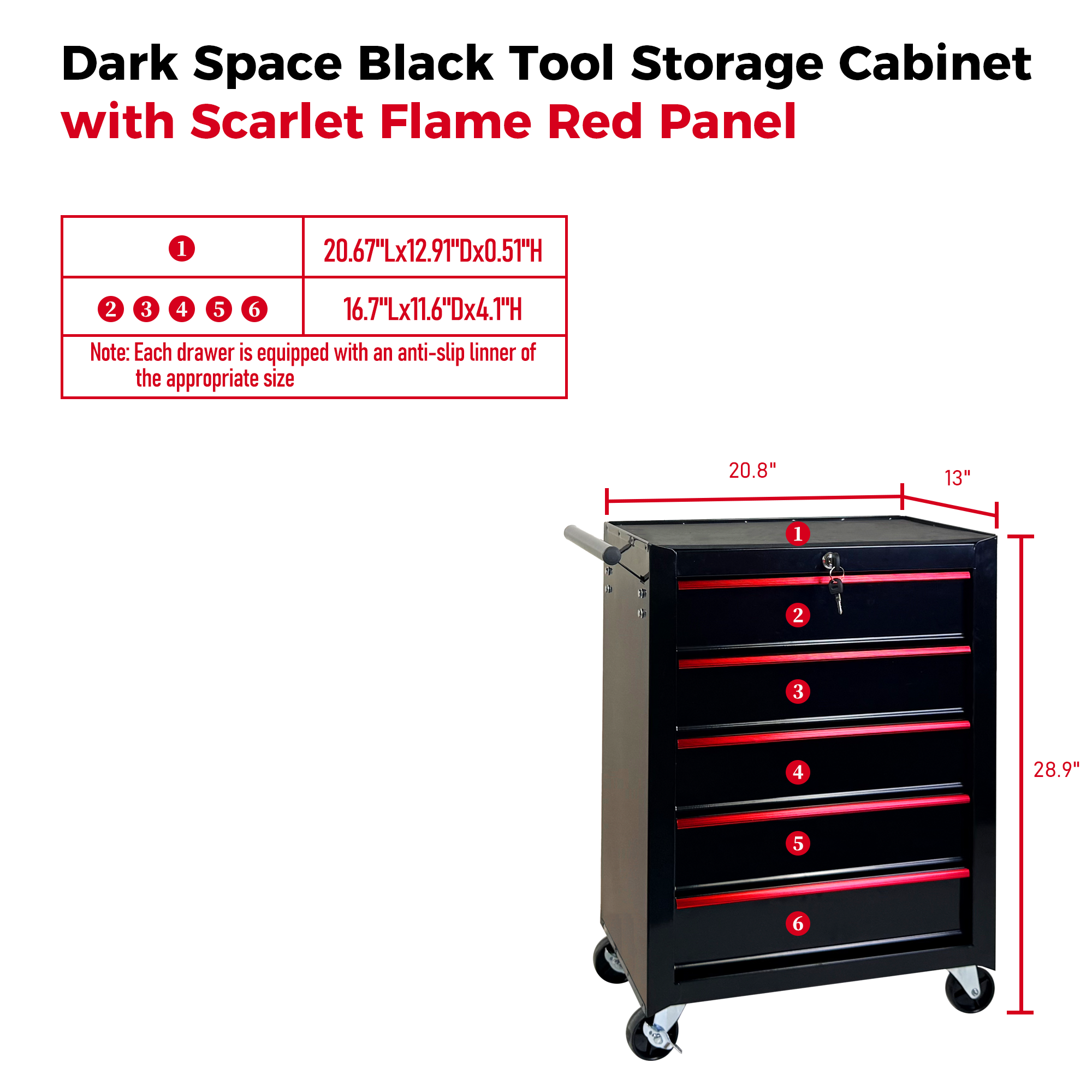Rolling Metal Tool Chest with 5 Drawers, 20" 5-Drawer Tool Chest Cabinet with Ball Bearing Drawer Slides, Steel Tool Storage Box Organizer -BLACK — foto 15