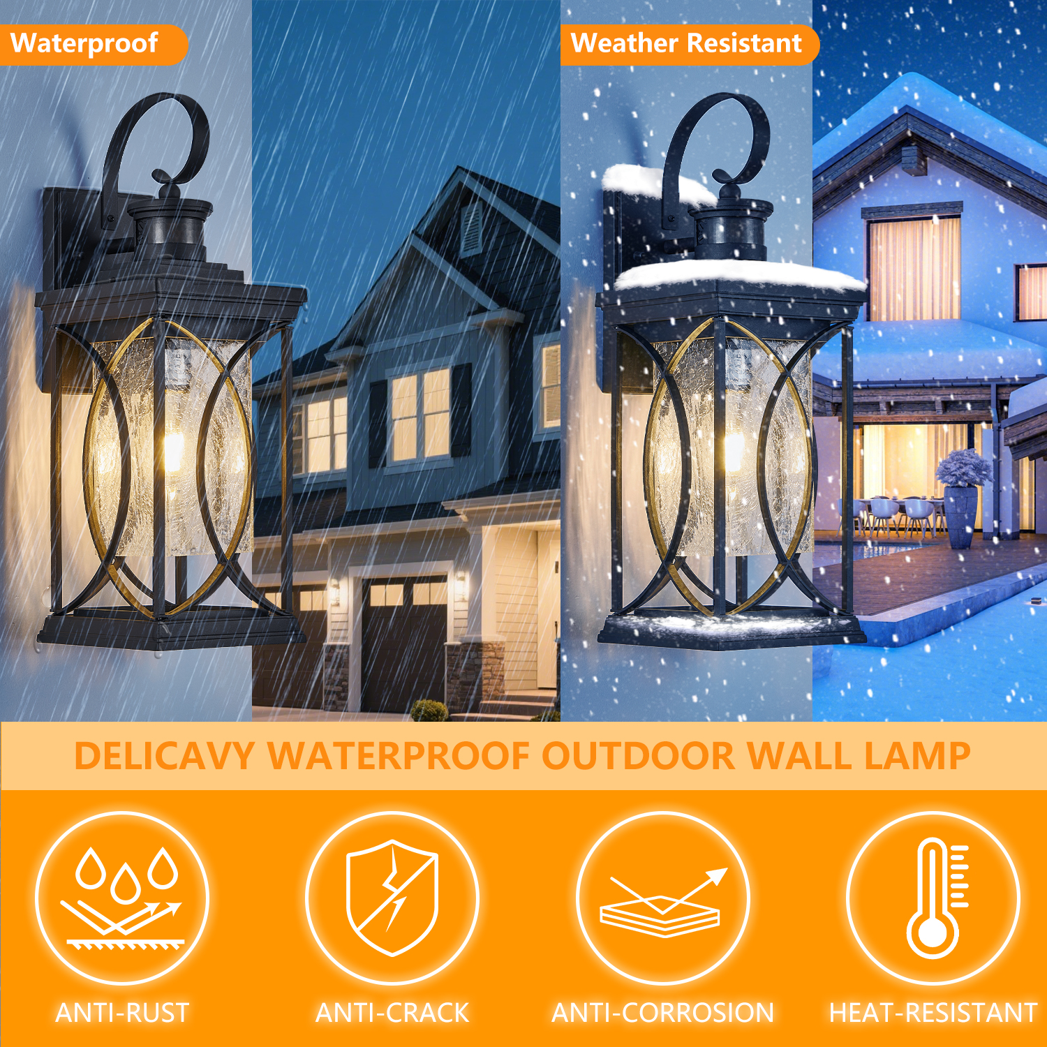 Motion Sensor Outdoor Lights Wall Mount, Dusk to Dawn Exterior Light Fixture, Anti-Rust Waterproof Outside Porch Lights with Glass & E26 Socket Wall Sconce for House Garage Patio Doorway, Black 3