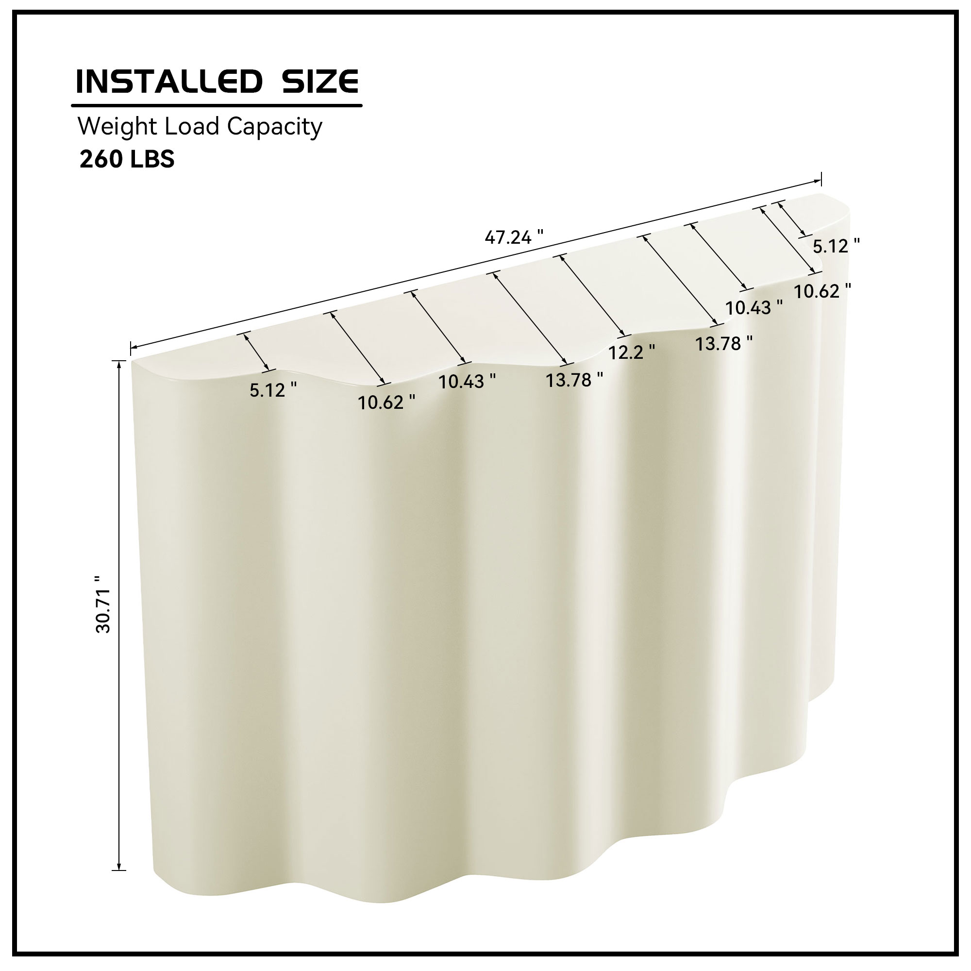 47.24 Inch Fiberglass Entryway Table for Living Room,Narrow Console Table, Modern Wavy Design Sofa Table Entrance Table for Hallway, Entrance,No need Assembly.W2582P427012 — foto 7