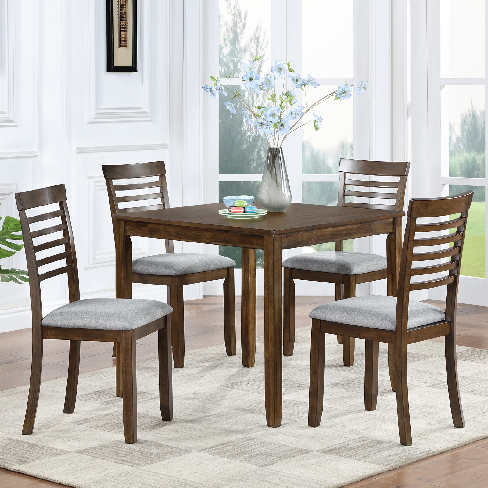 Wooden Dining Square Table, Kitchen Table for Small Space, 4 Person Dining Table, Walnut ONLY THE TABLE 6