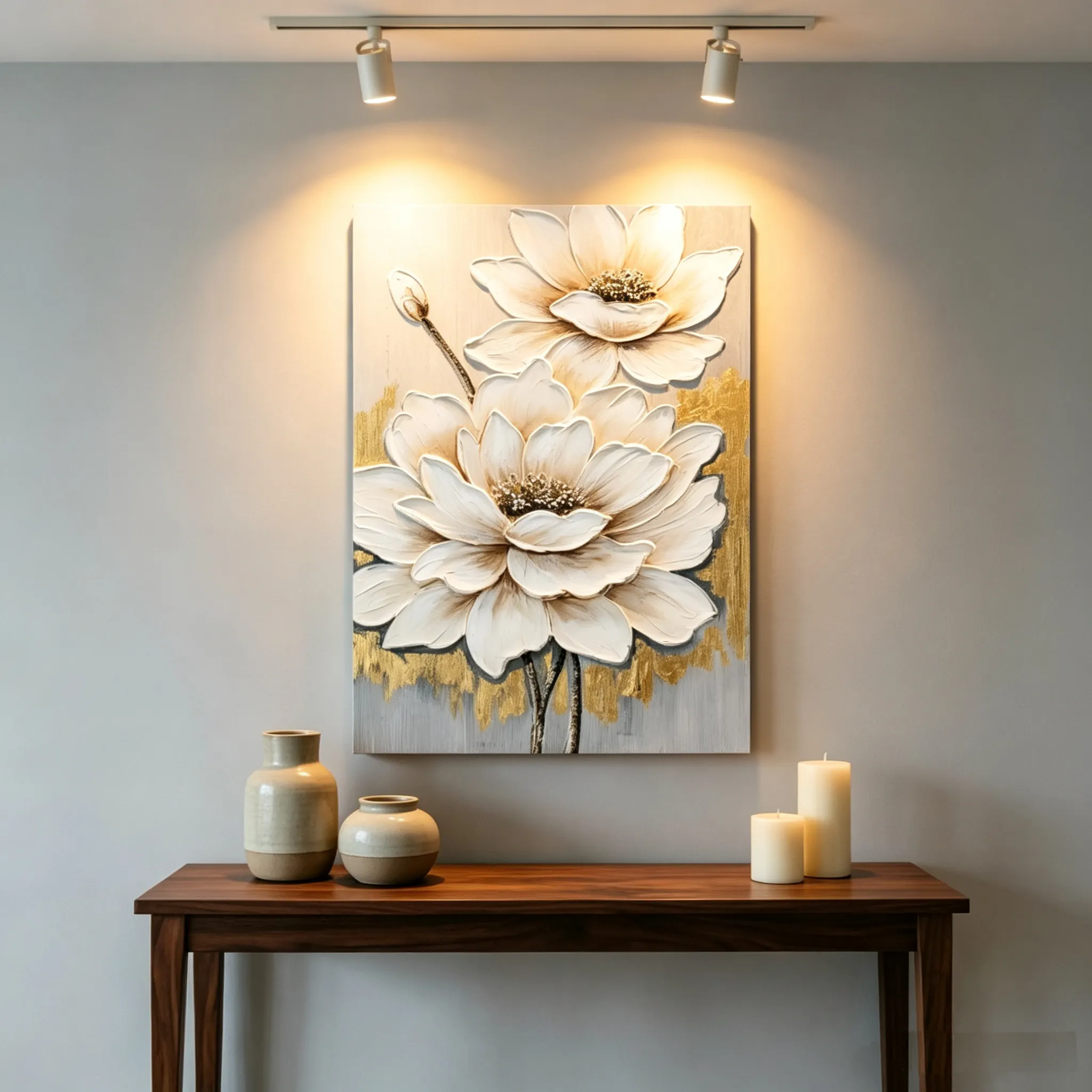 24x36 White Lotus Flower Canvas Wall Art