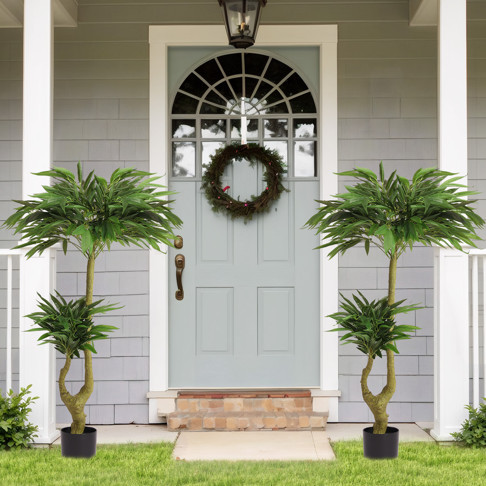 5FT Artificial Willow Tree Tall Fake Potted Plant Faux Green Silk Tree with Black Plastic Pot for Indoor Home Office Living Room Bedroom Decoration, 1pc/set — foto 2
