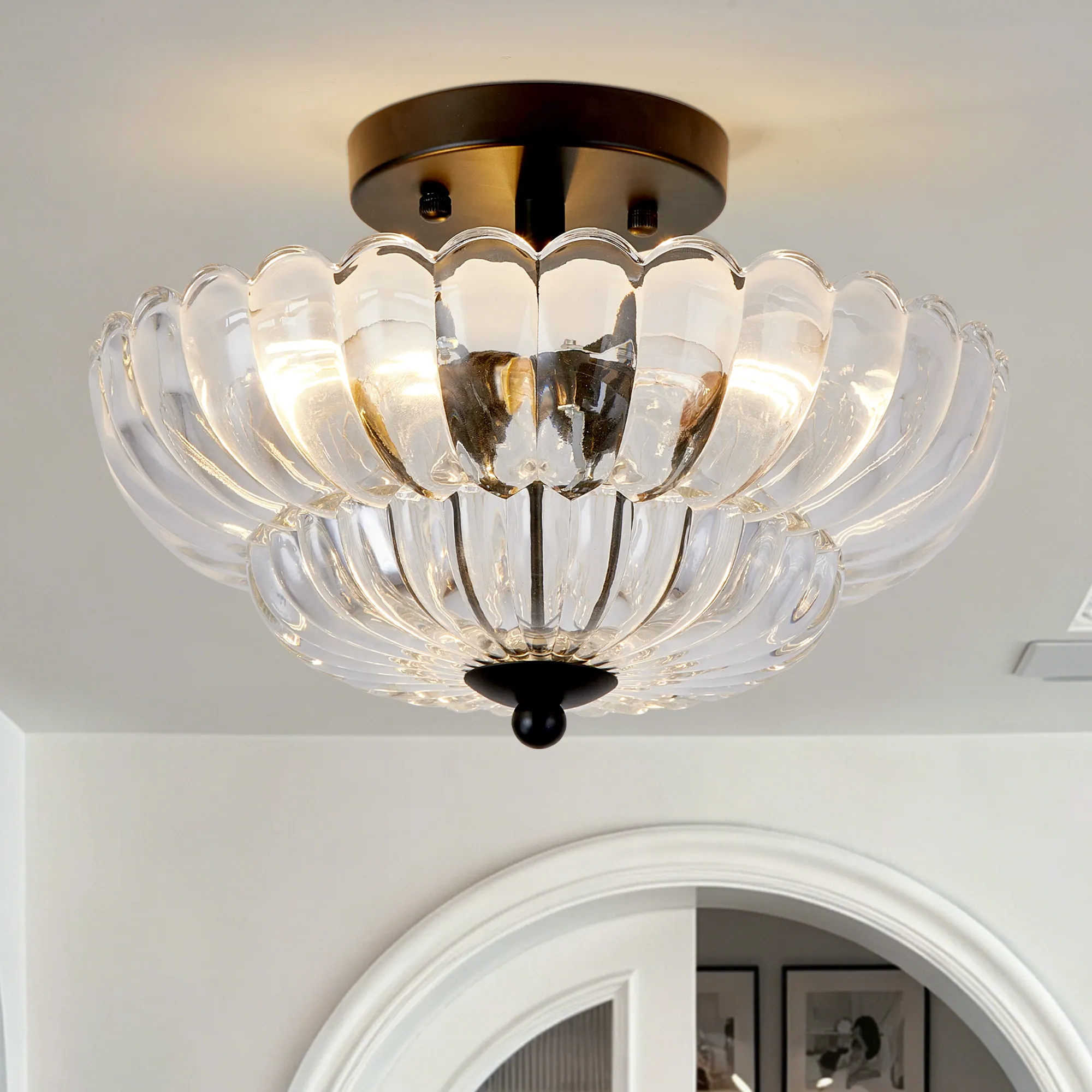 Semi Flush Mount Ceiling Light, Smoky Gray