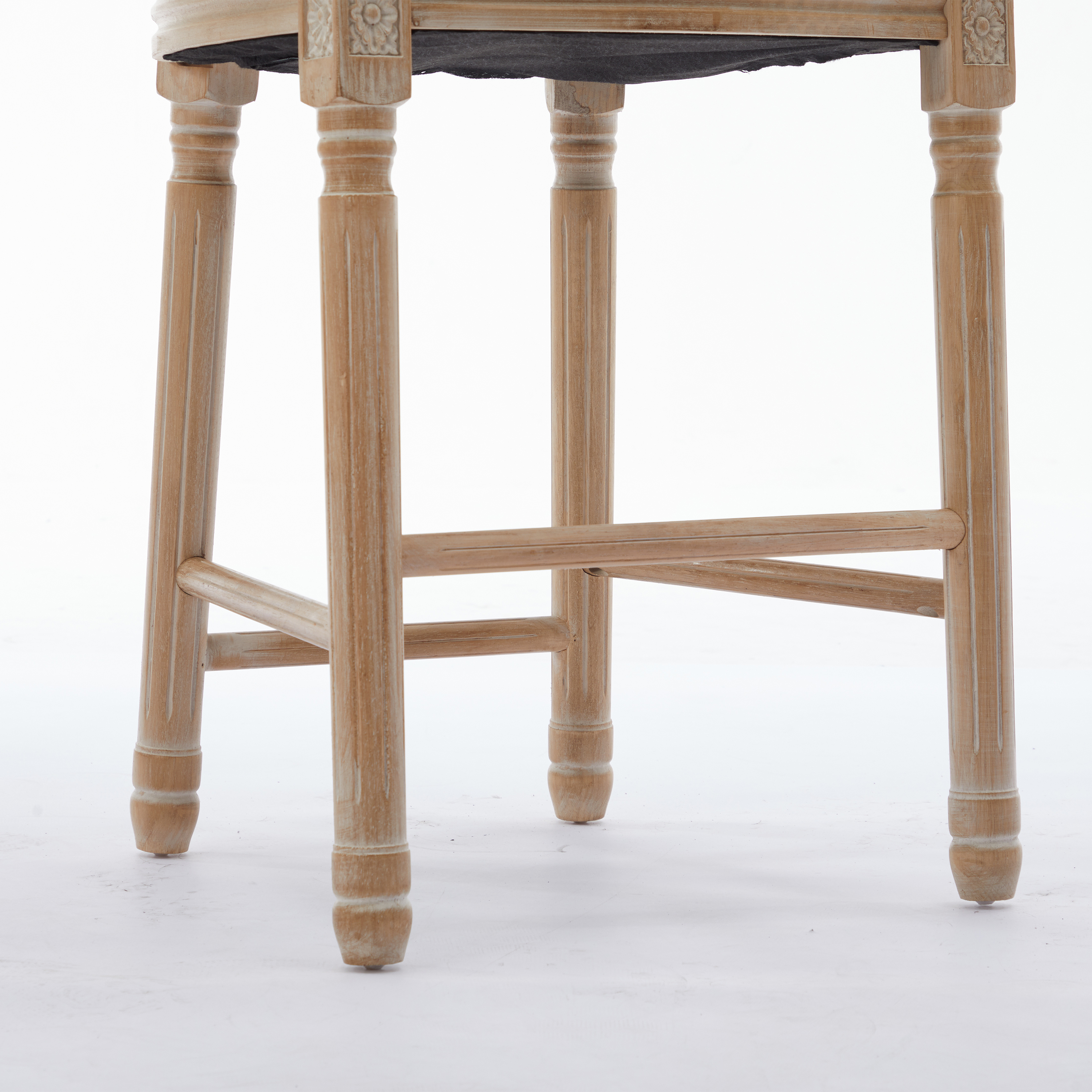 Solid Wood Bar stools Set of 2, Classic French Country Wooden Barstools with Upholstered Seating — foto 8