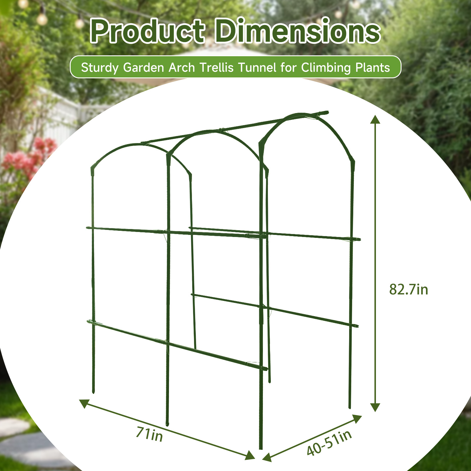 Heavy Duty 20mm Large Diameter Metal Cucumber & Loofah Trellis, U-Shape Garden Arch for Raised Bed, Climbing Vegetable Plant Support — foto 3