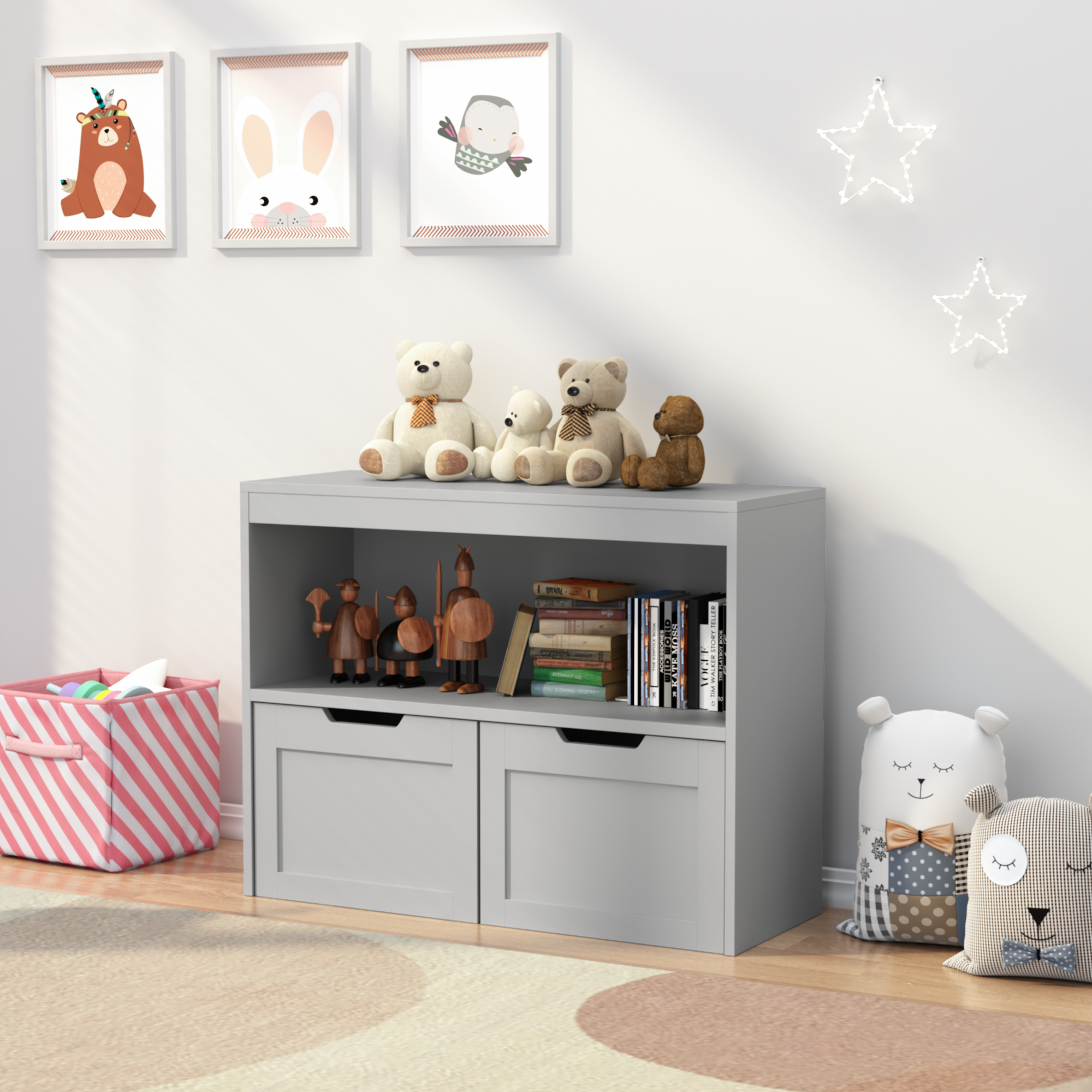 Book Organizer, toy Storage Cabinet Organizer, Gray