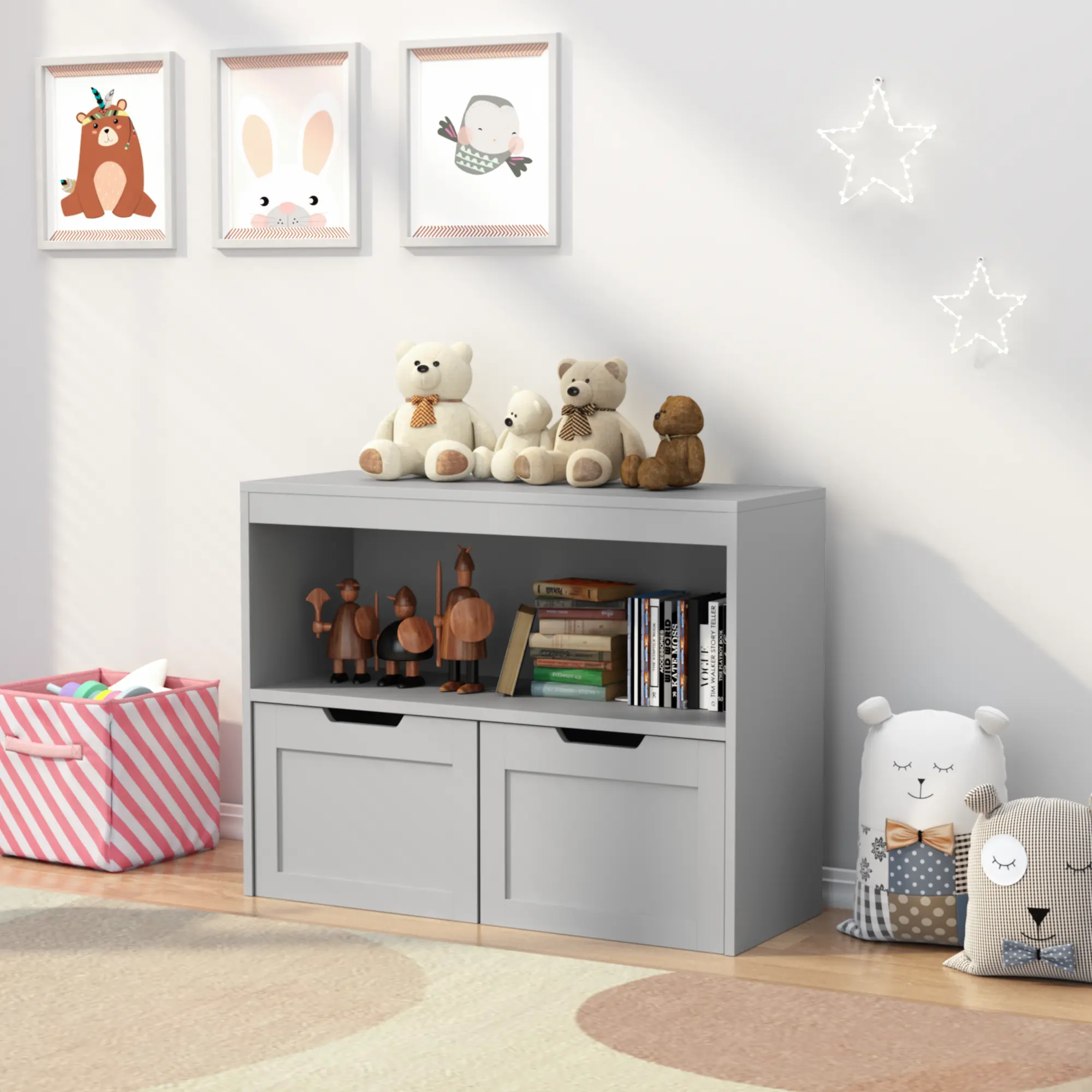 Book Organizer, toy Storage Cabinet Gray