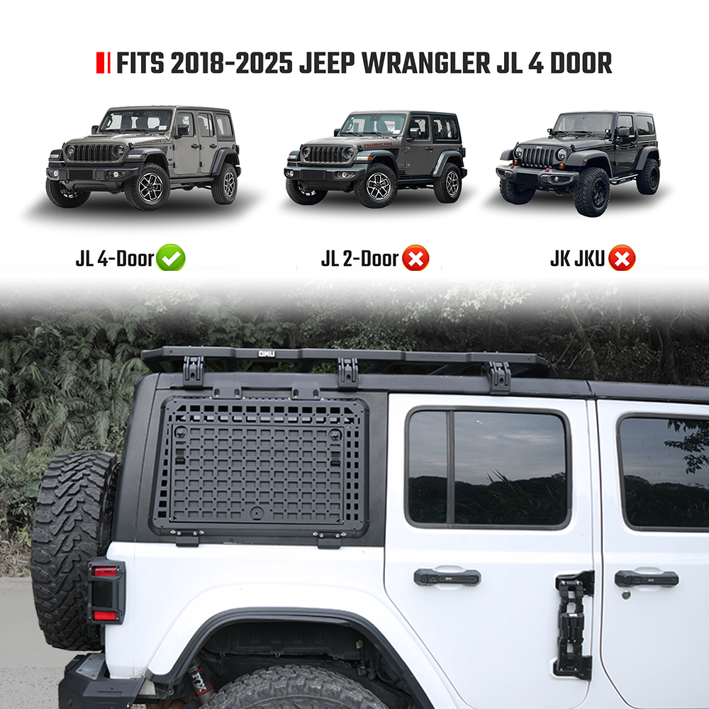 Rear Window Storage MOLLE Panel Flank Kit for MOLLE Accessories, Tactical Storage Panel Fits Jeep Wrangler JL 2018–2025, Passenger Side — foto 4
