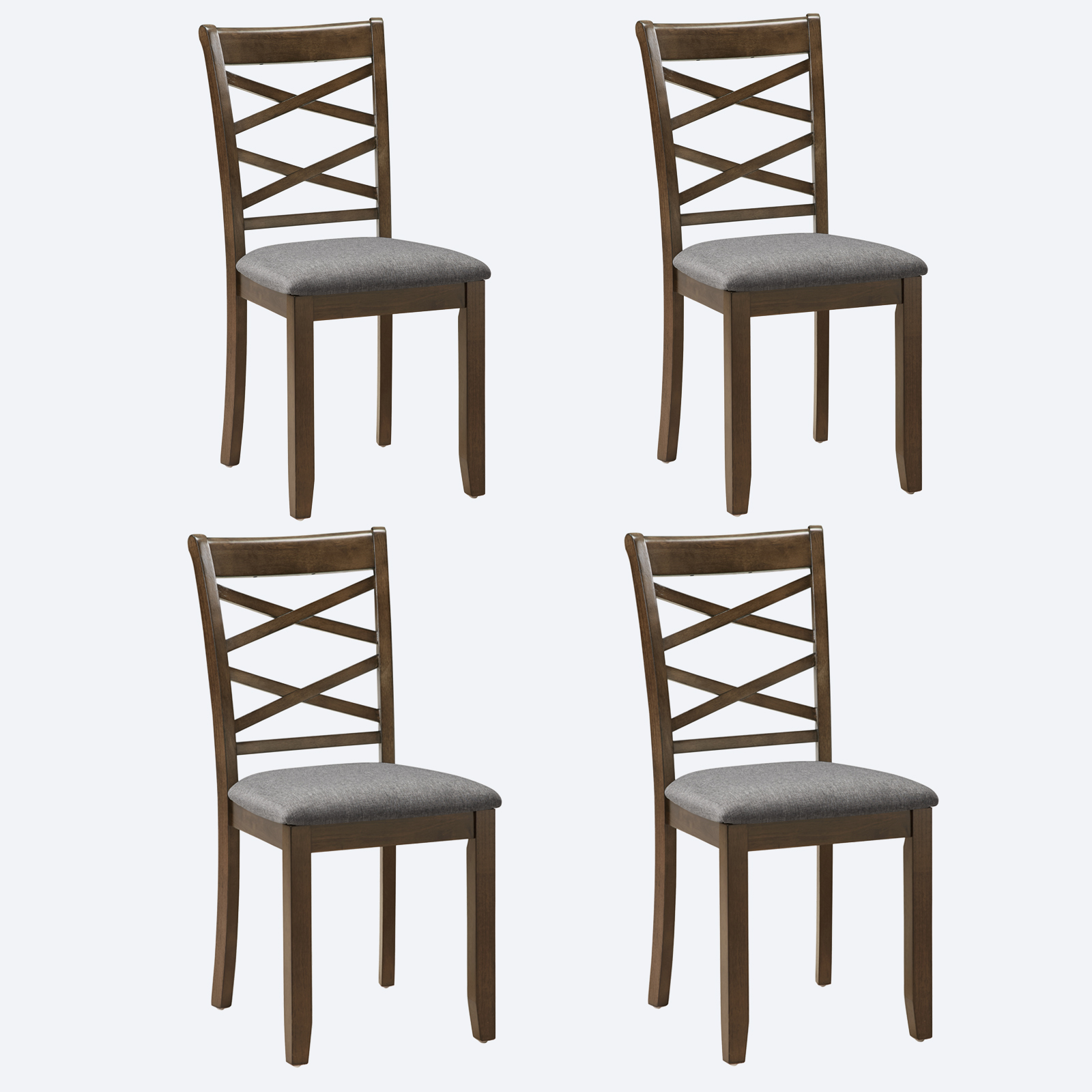 Dining Chairs Only, Wooden Dining Chairs Set of 4, Kitchen Chair with Padded Seat, Upholstered Side Chair for Dining Room, Living Room, Walnut